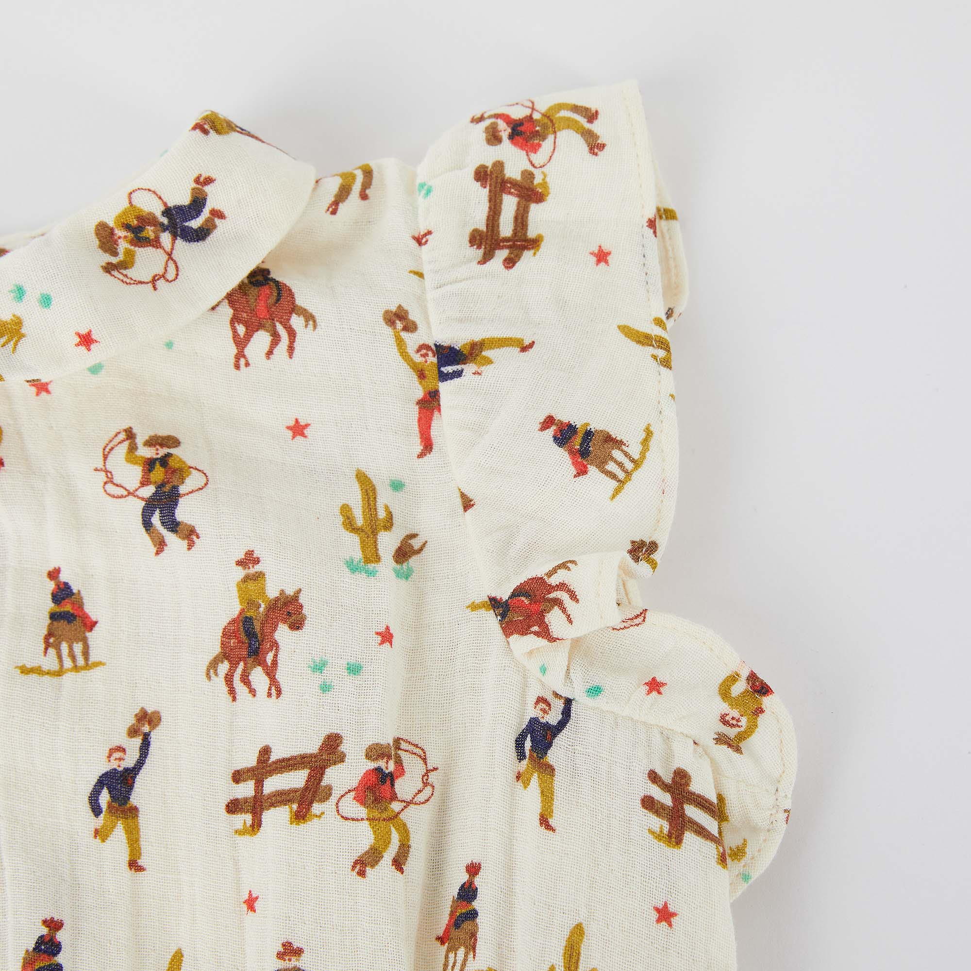 Girls Ivory Printed Cotton Dress