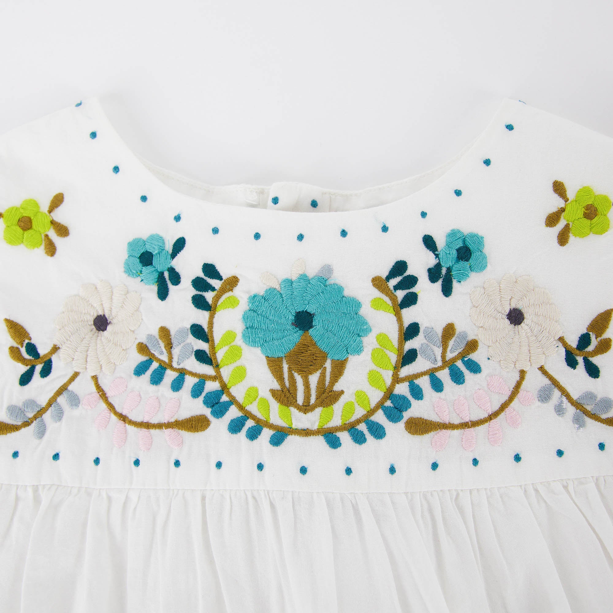 Girls White Embroidered Cotton Top