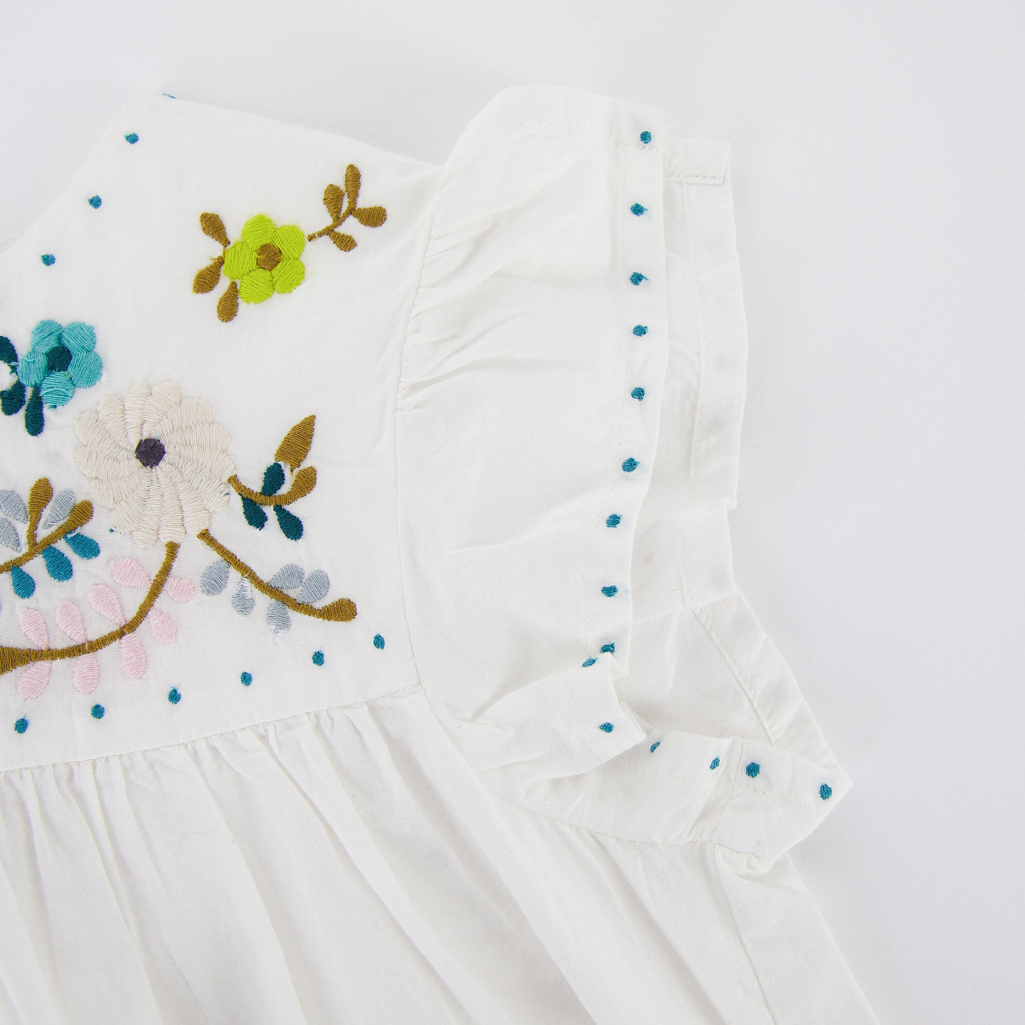 Girls White Embroidered Cotton Top