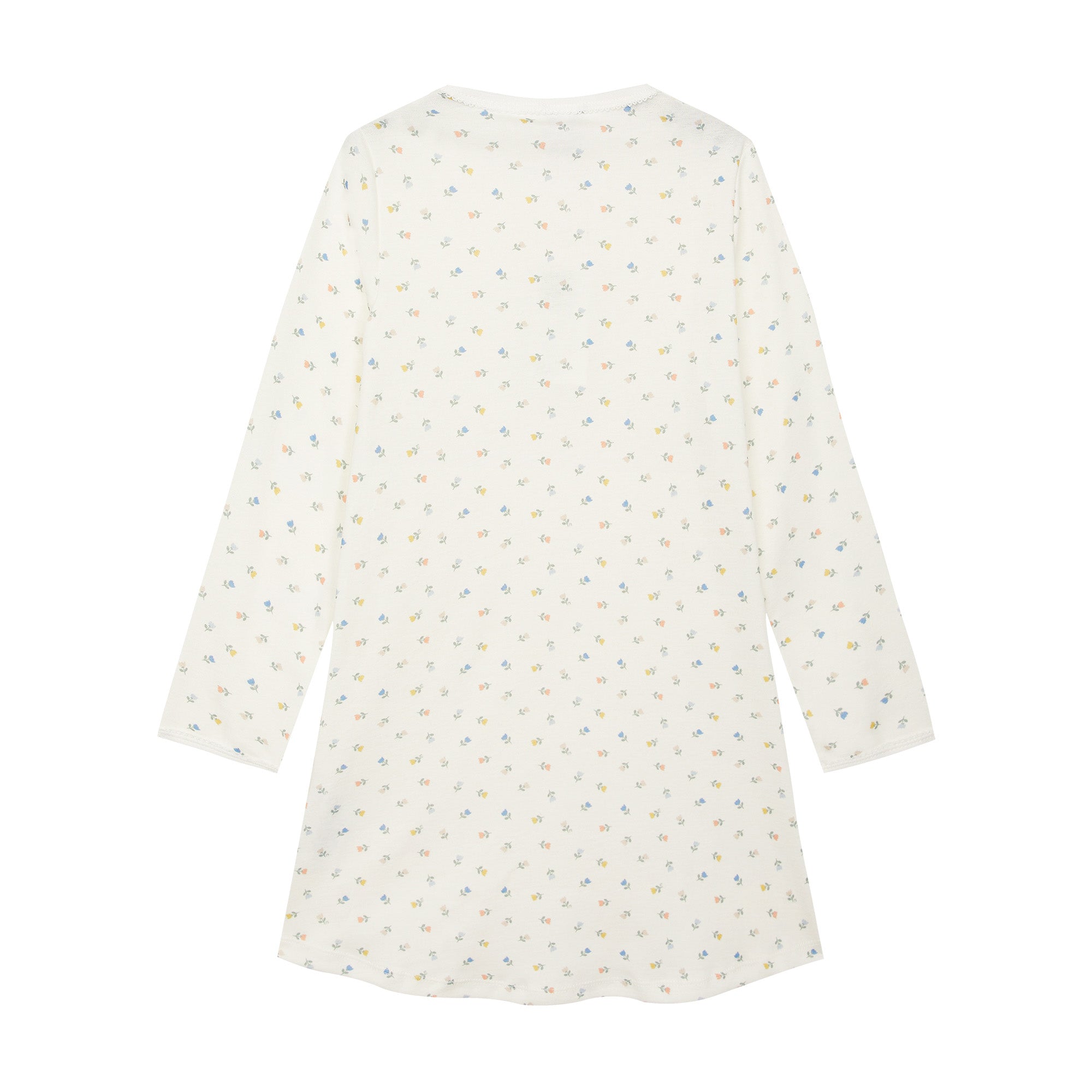 Girls White Printed Cotton Nightwear Dress