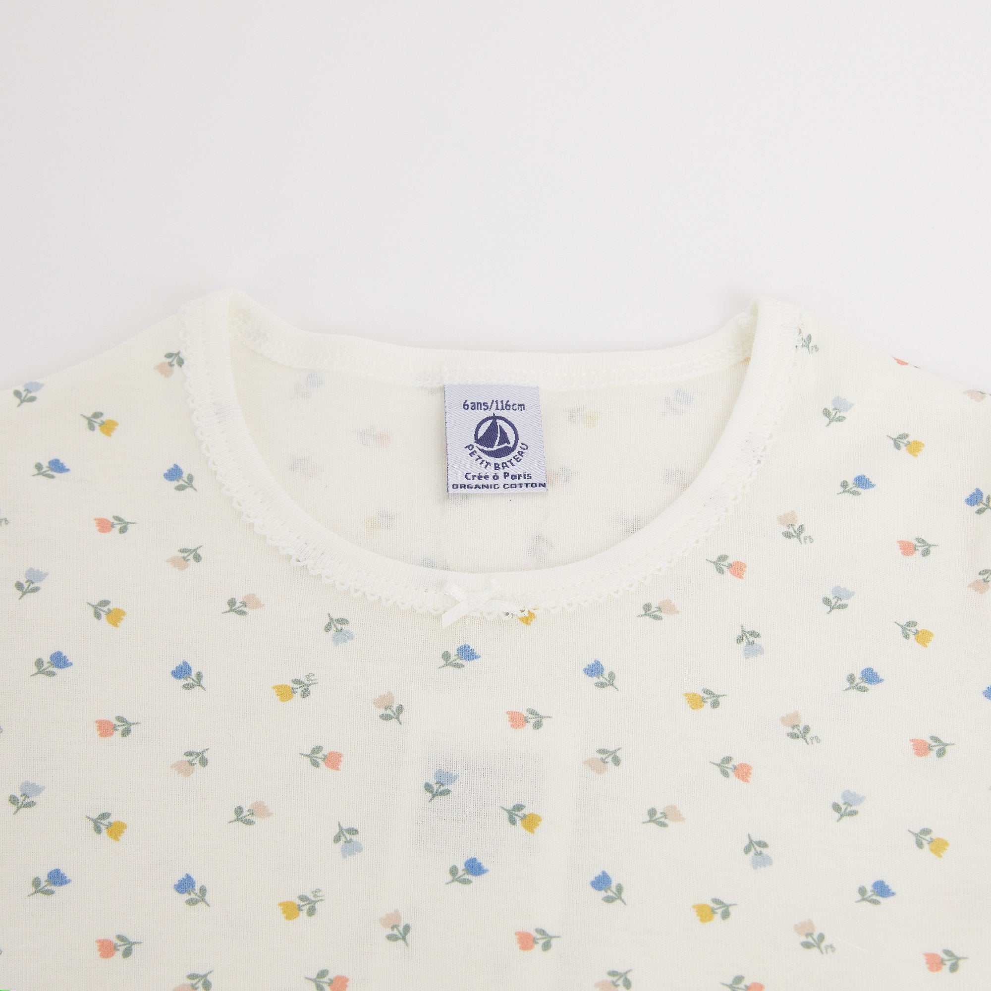 Girls White Printed Cotton Nightwear Dress