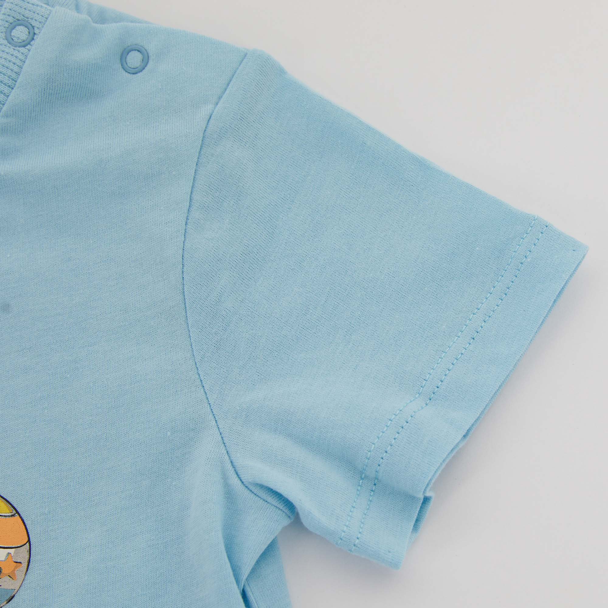Baby Boys Blue Cotton Babysuit