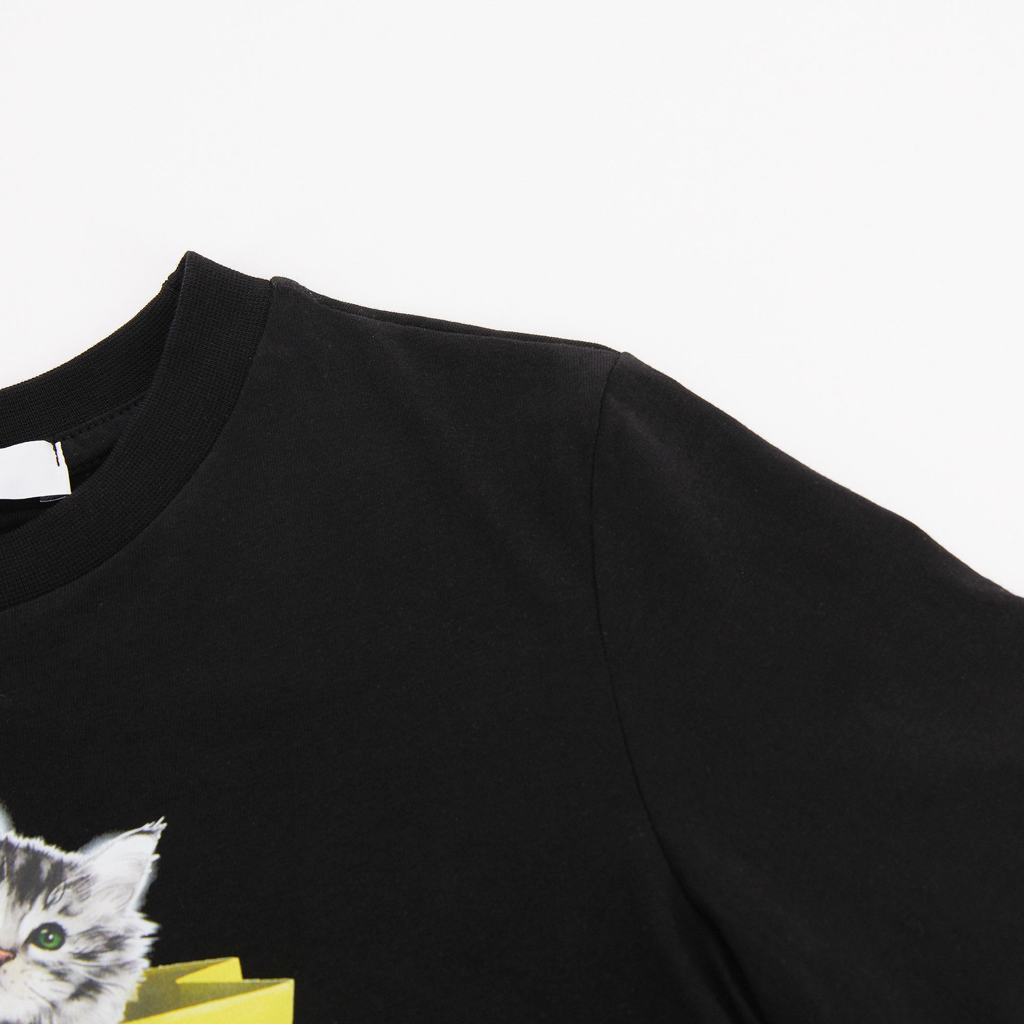 Girls Black Printed Cotton T-Shirt