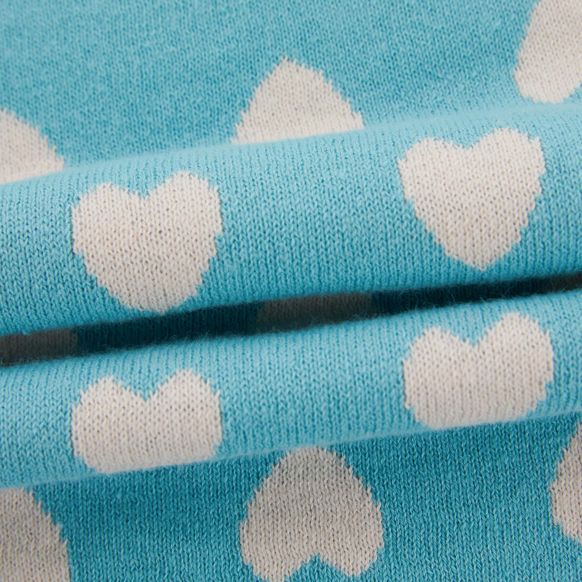 Girls Blue Hearts Cotton Sweater