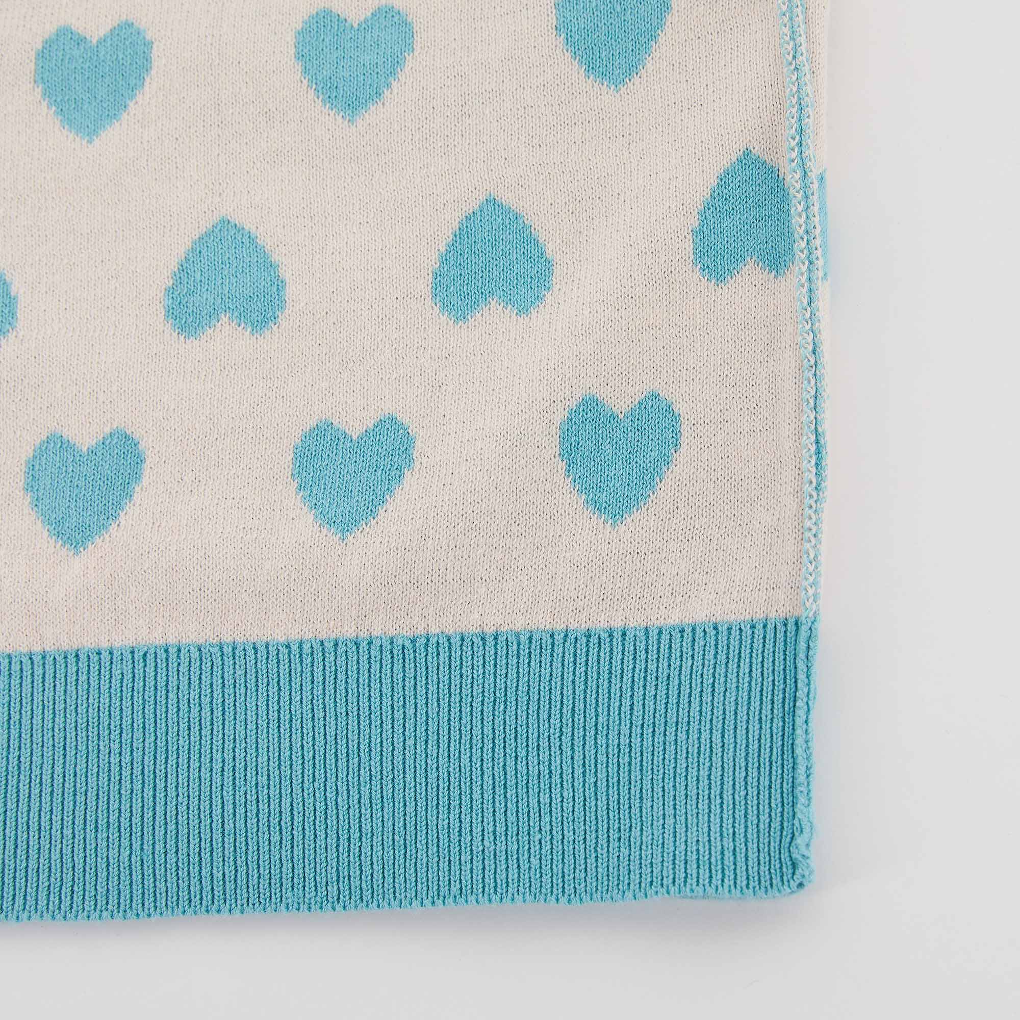 Girls Blue Hearts Cotton Sweater