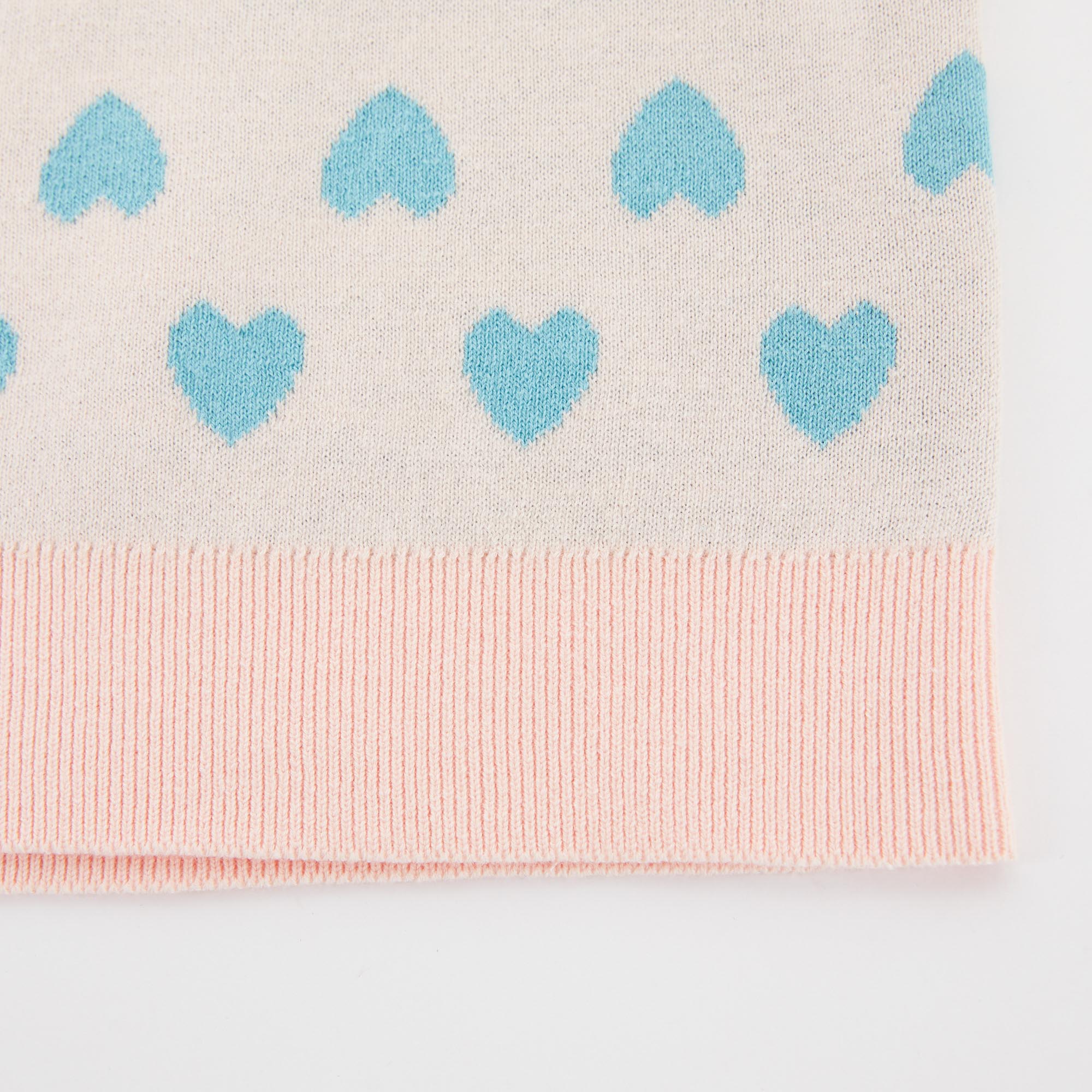 Girls Light Pink Hearts Sweater