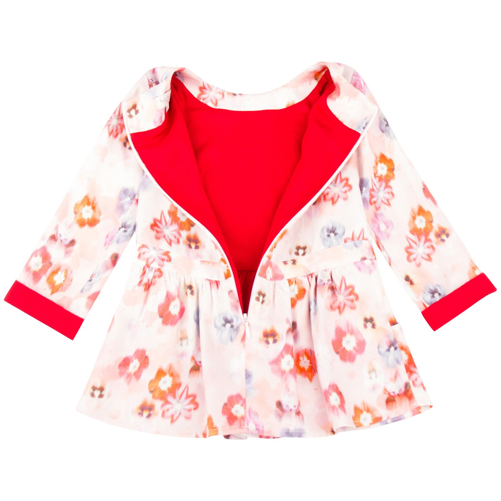 Girls Pink Floral Printed Dress With Two Skirt Pockets - CÉMAROSE | Children's Fashion Store - 3