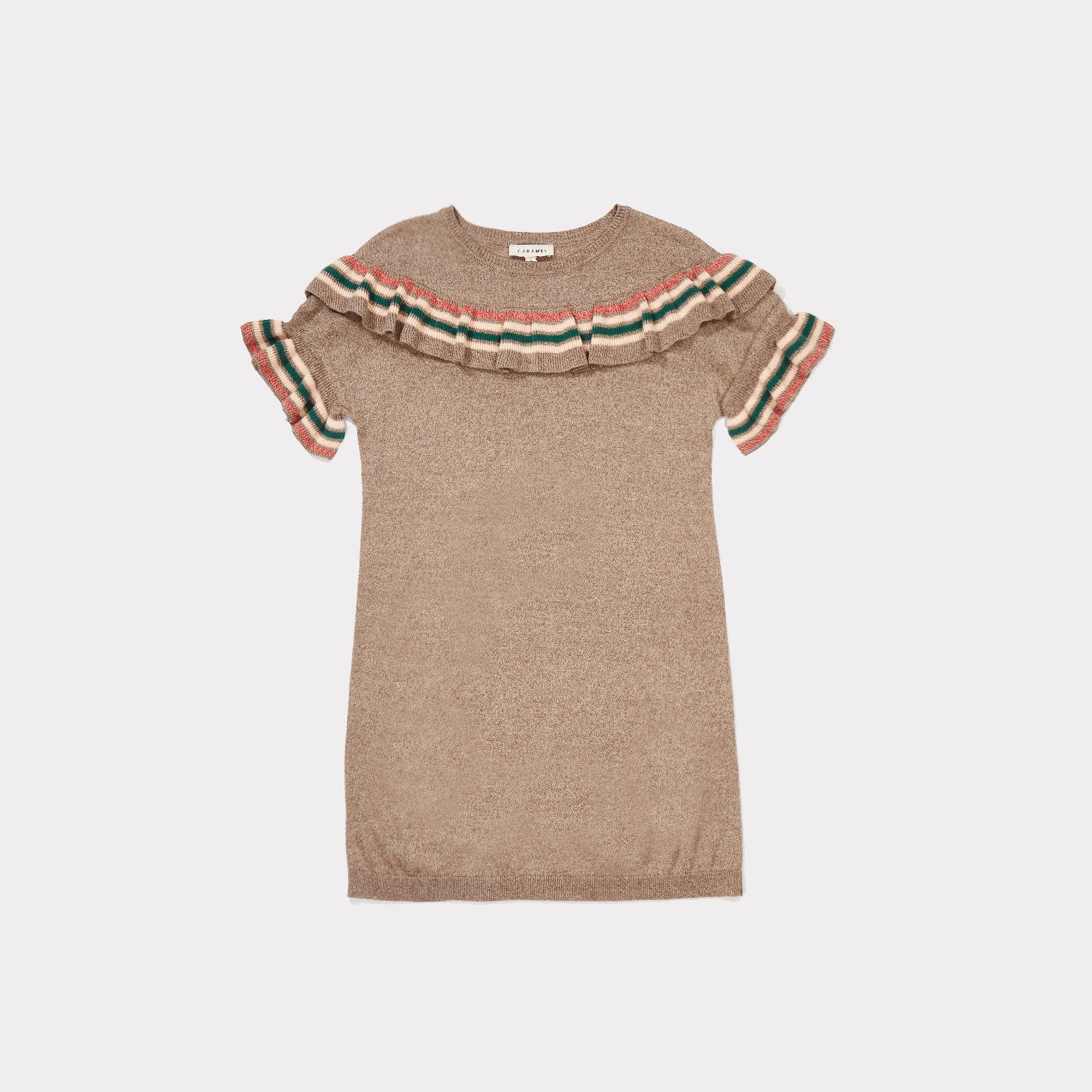 Girls Mocha Cotton Knitwear Dress