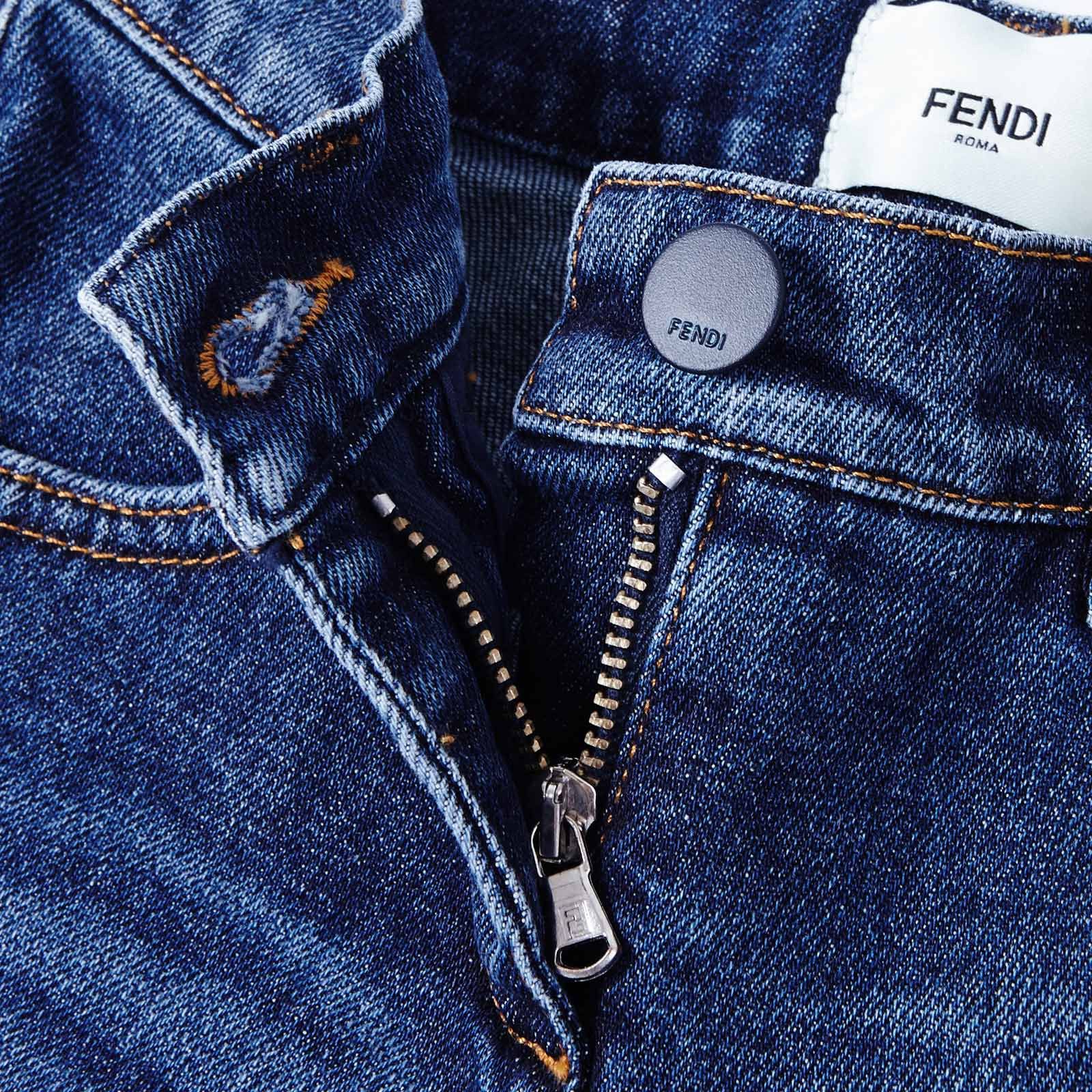 Girls Blue Denim Patch Logo Badge Jeans - CÉMAROSE | Children's Fashion Store - 3