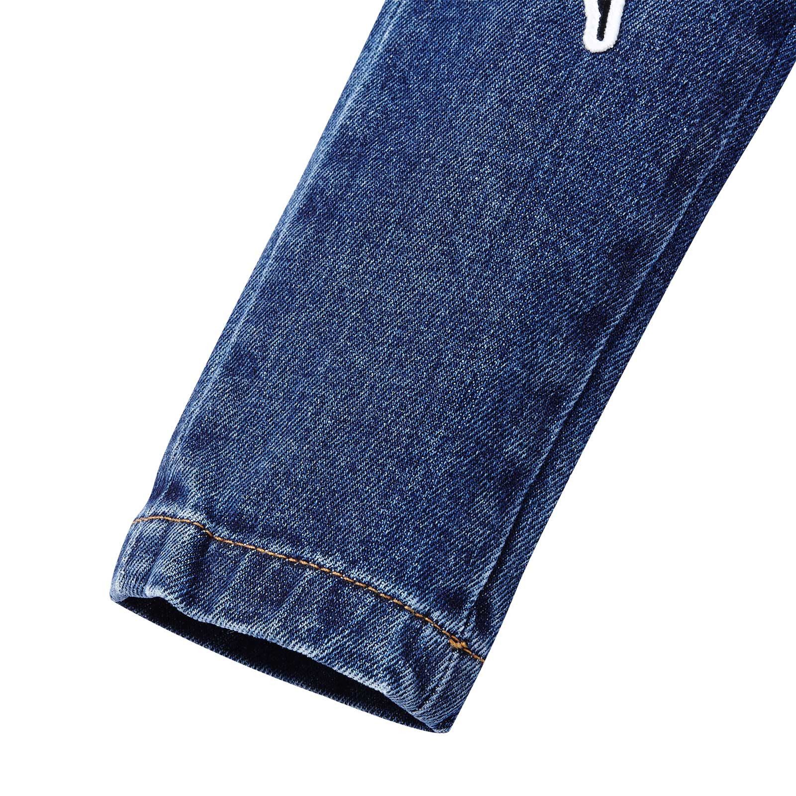 Girls Blue Denim Patch Logo Badge Jeans - CÉMAROSE | Children's Fashion Store - 4