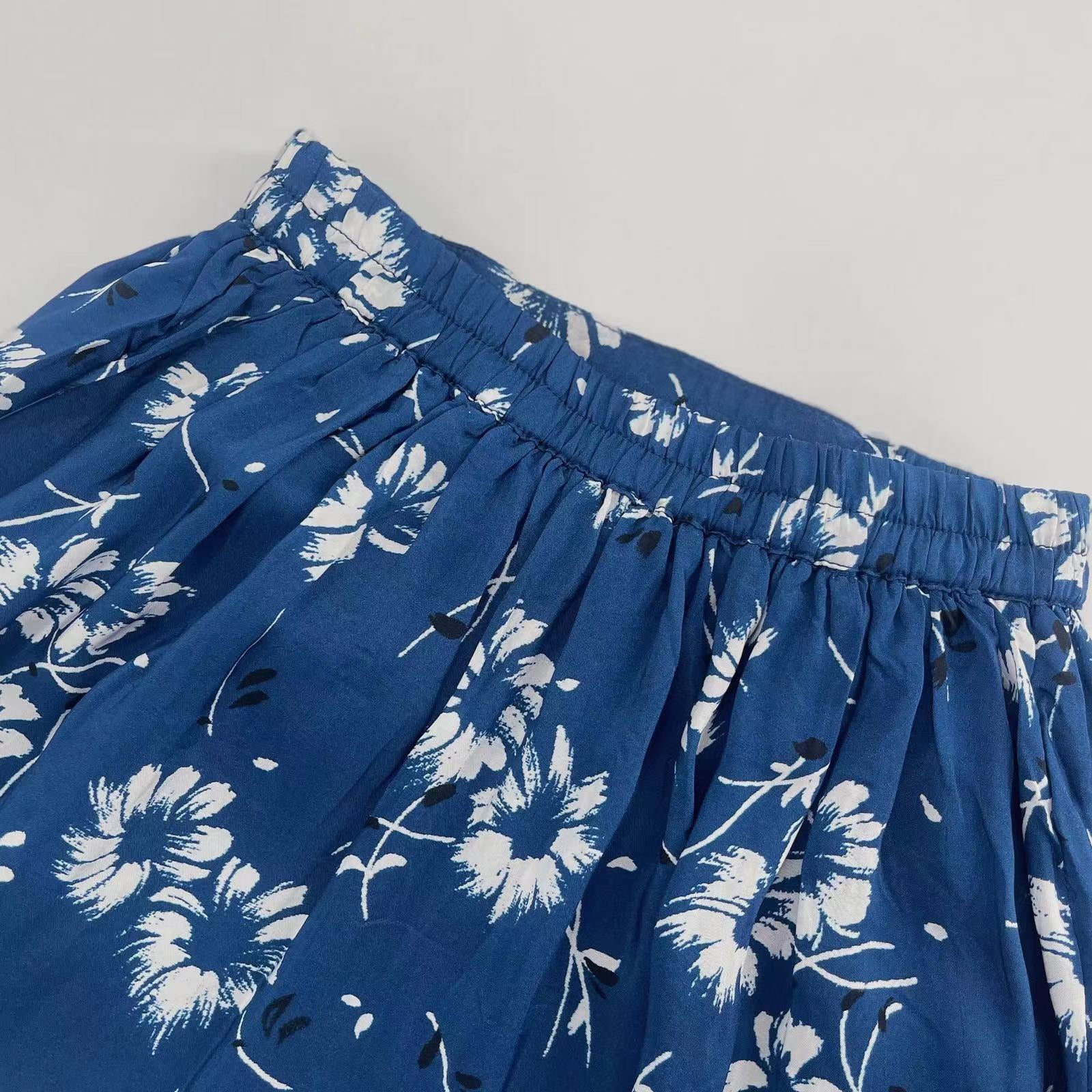 Girls Blue Printed Skirt
