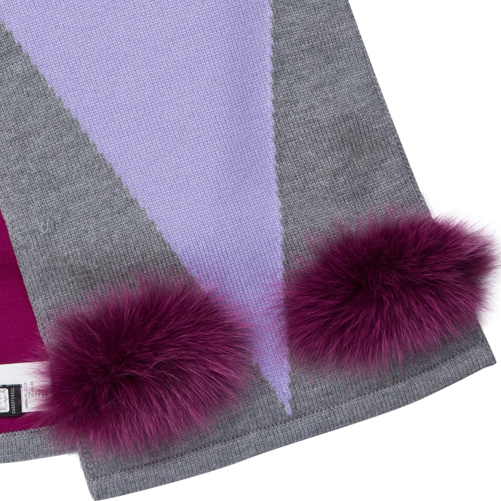 Girls Grey Monster Wool Scarf With Red Fur Trims - CÉMAROSE | Children's Fashion Store - 3