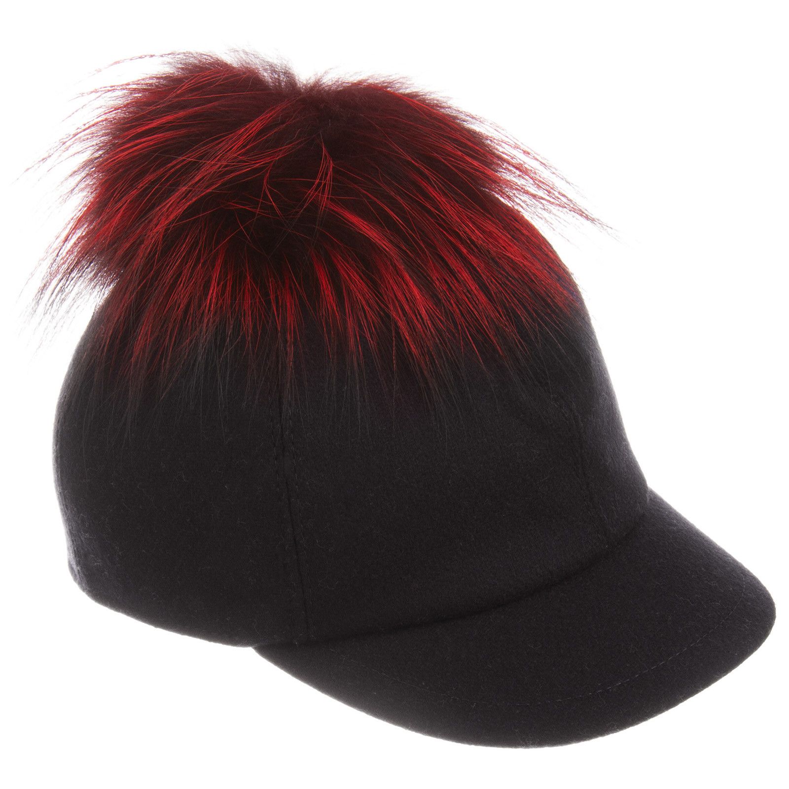 Girls Blue Wool Cap With Red Fur Trim - CÉMAROSE | Children's Fashion Store - 1