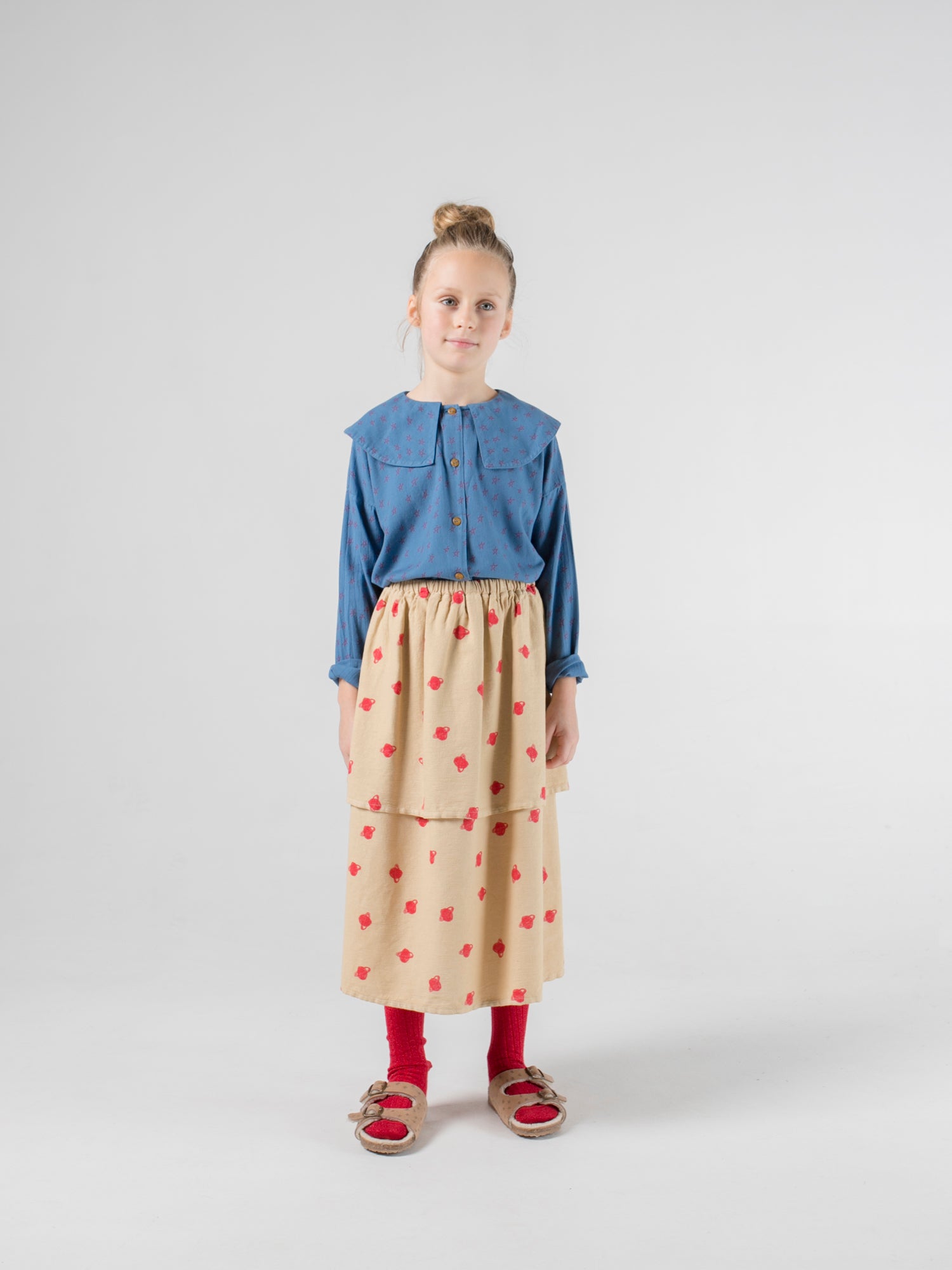 Girls Yellow Small Saturn Medium Cotton Skirt