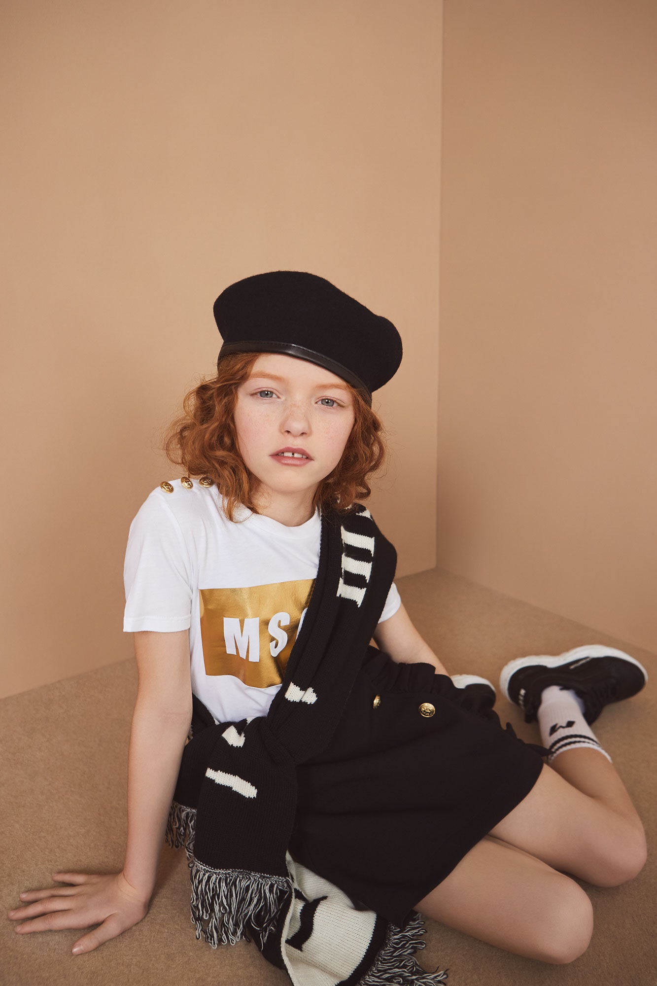 Girls Black Buttons Skirt