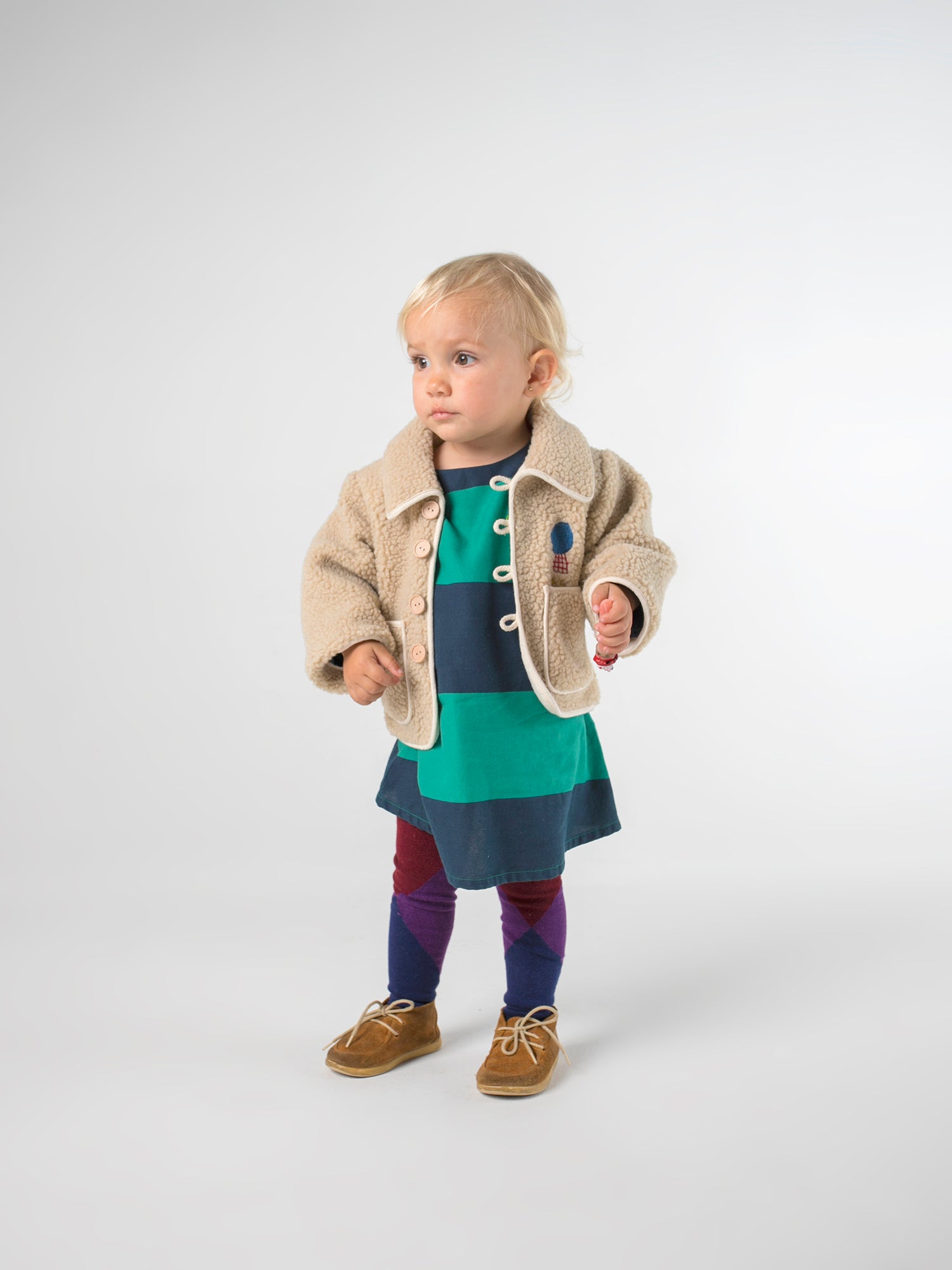 Baby Girls Beige Mercury Sheepskin Jacket