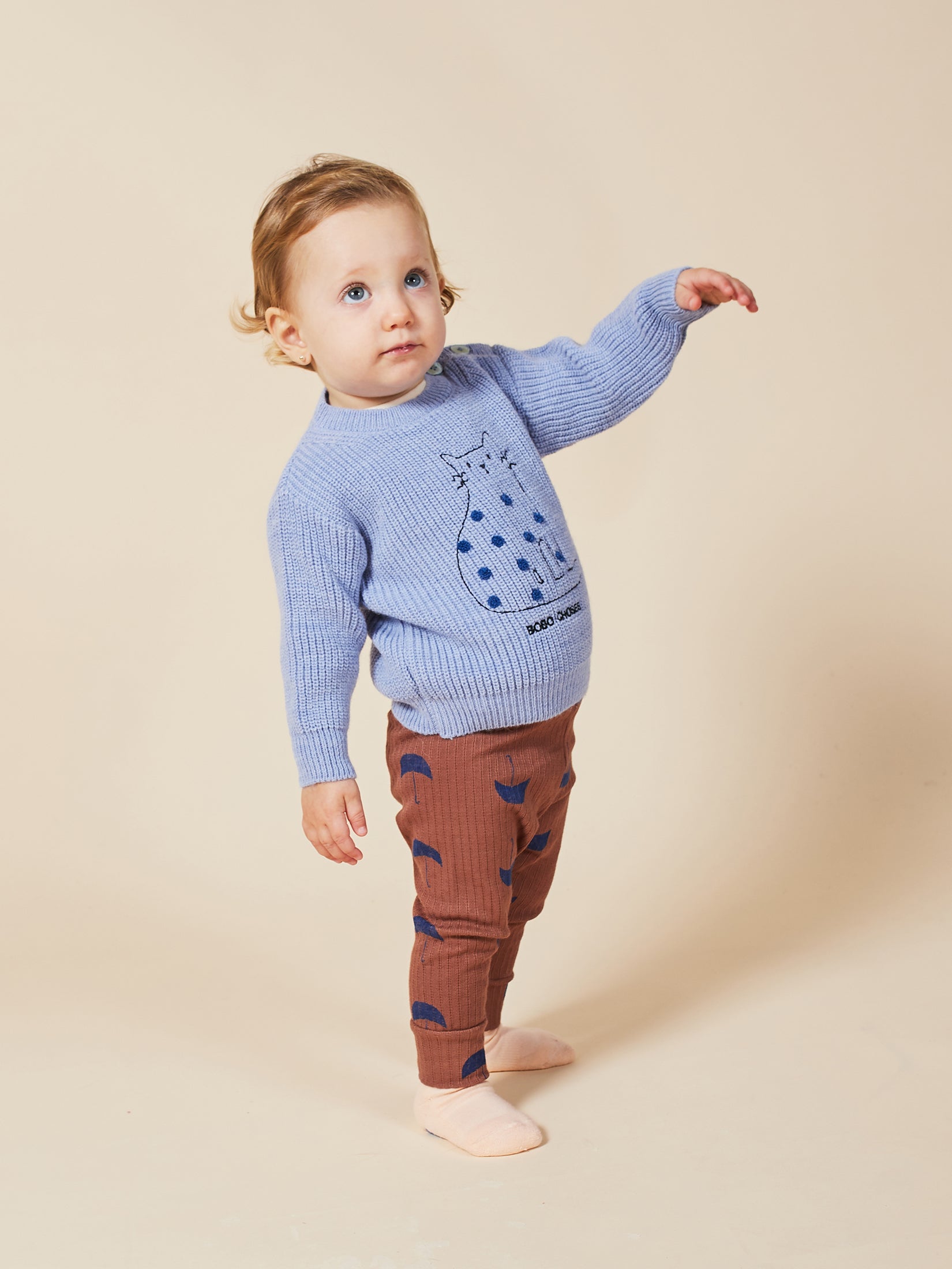 Baby Boys Forever Blue Cat Jumper