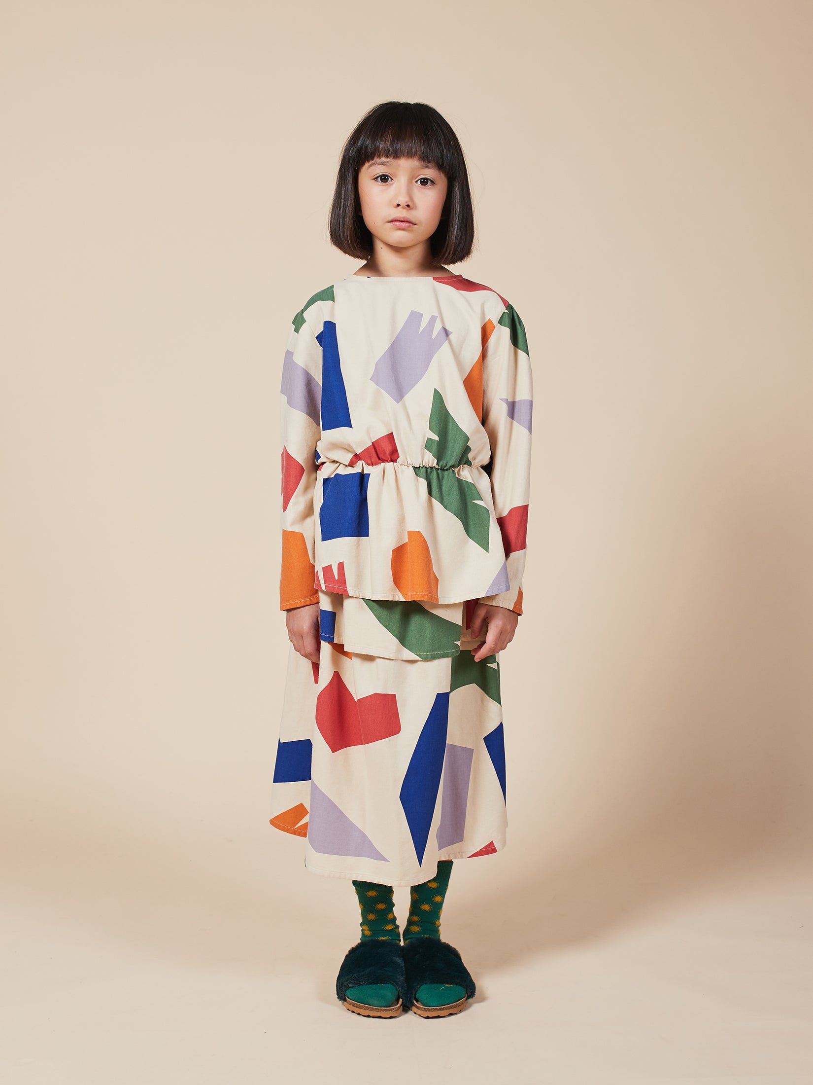 Girls Brown Rice Shadows Blouse