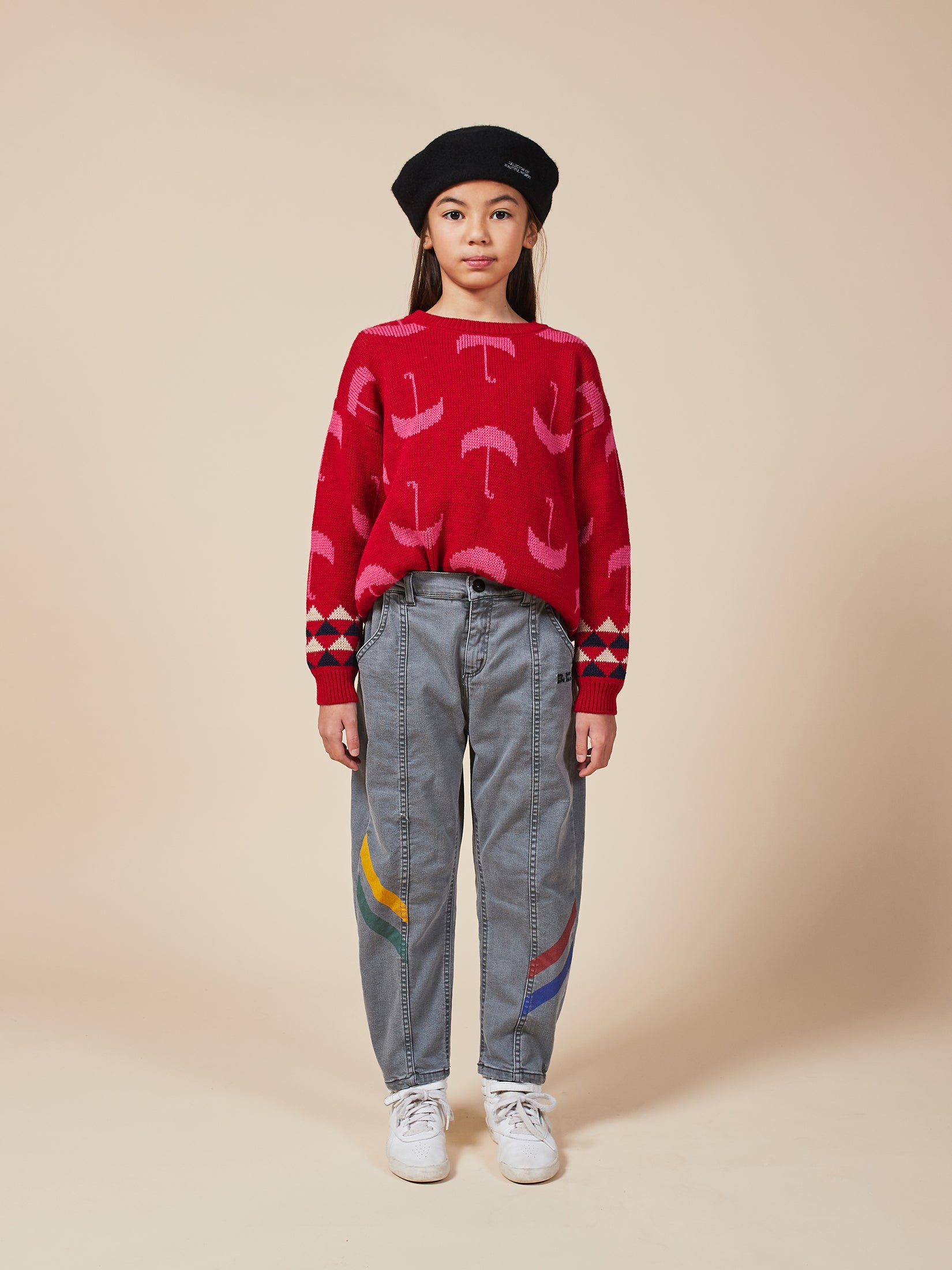 Boys & Girls Grey Multicolor Denim Trousers