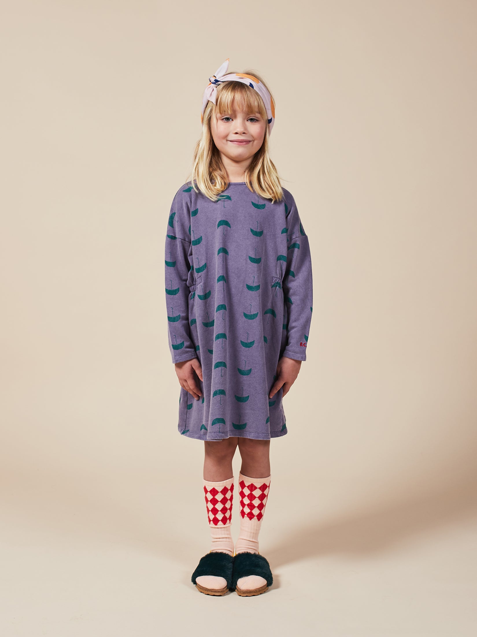 Girls Grape Compote Umbrella Fleece Dress
