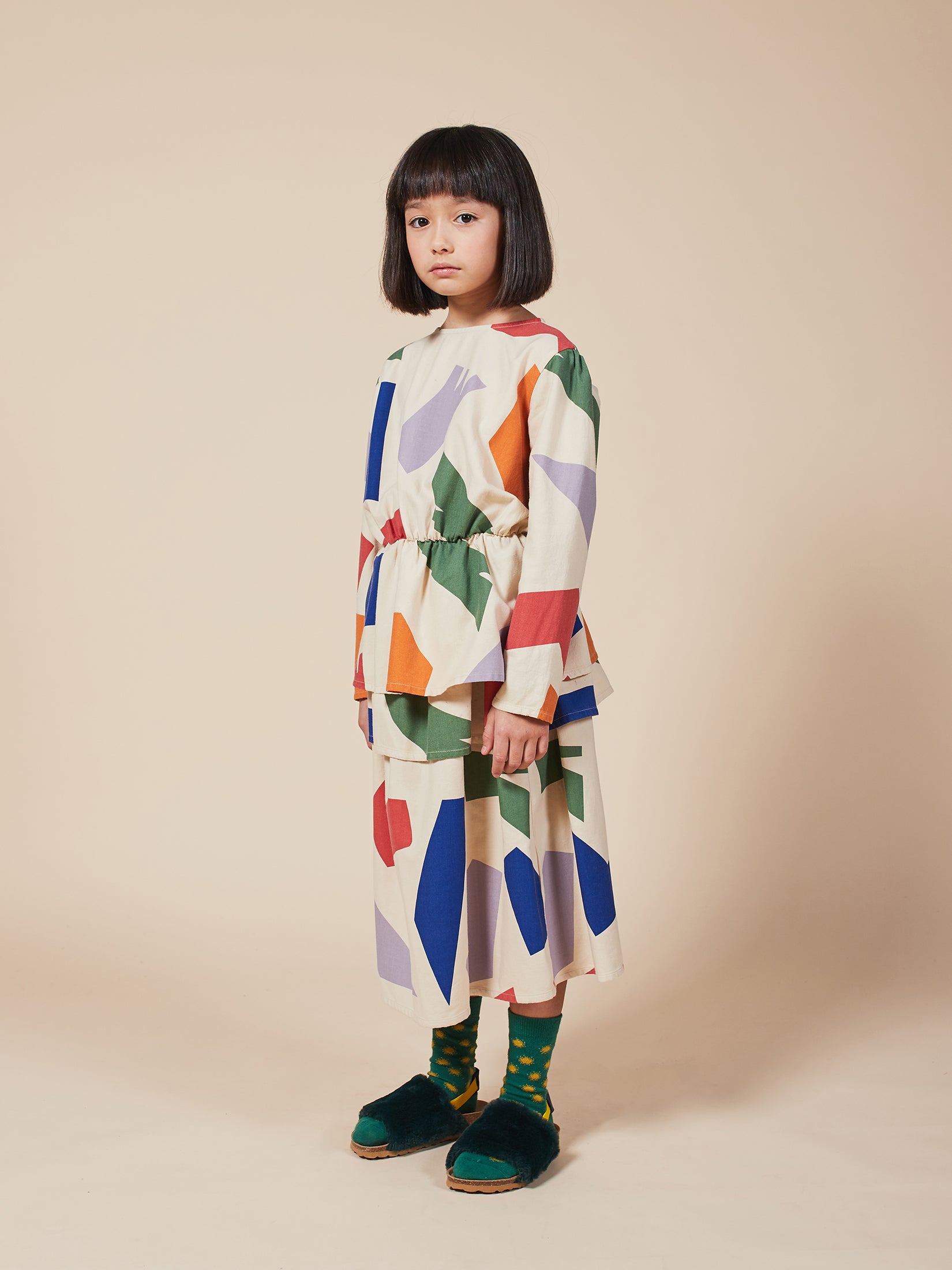 Girls Brown Rice Shadows Woven Skirt