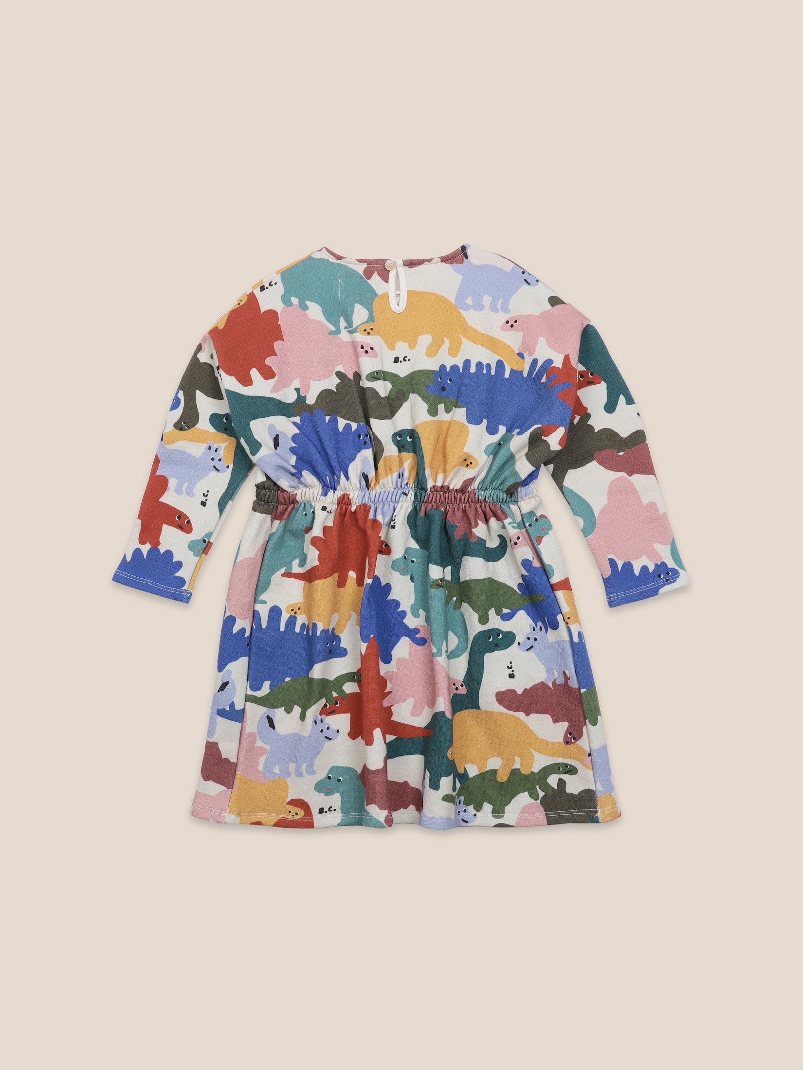 Girls Brown Rice Dinos Fleece Dress