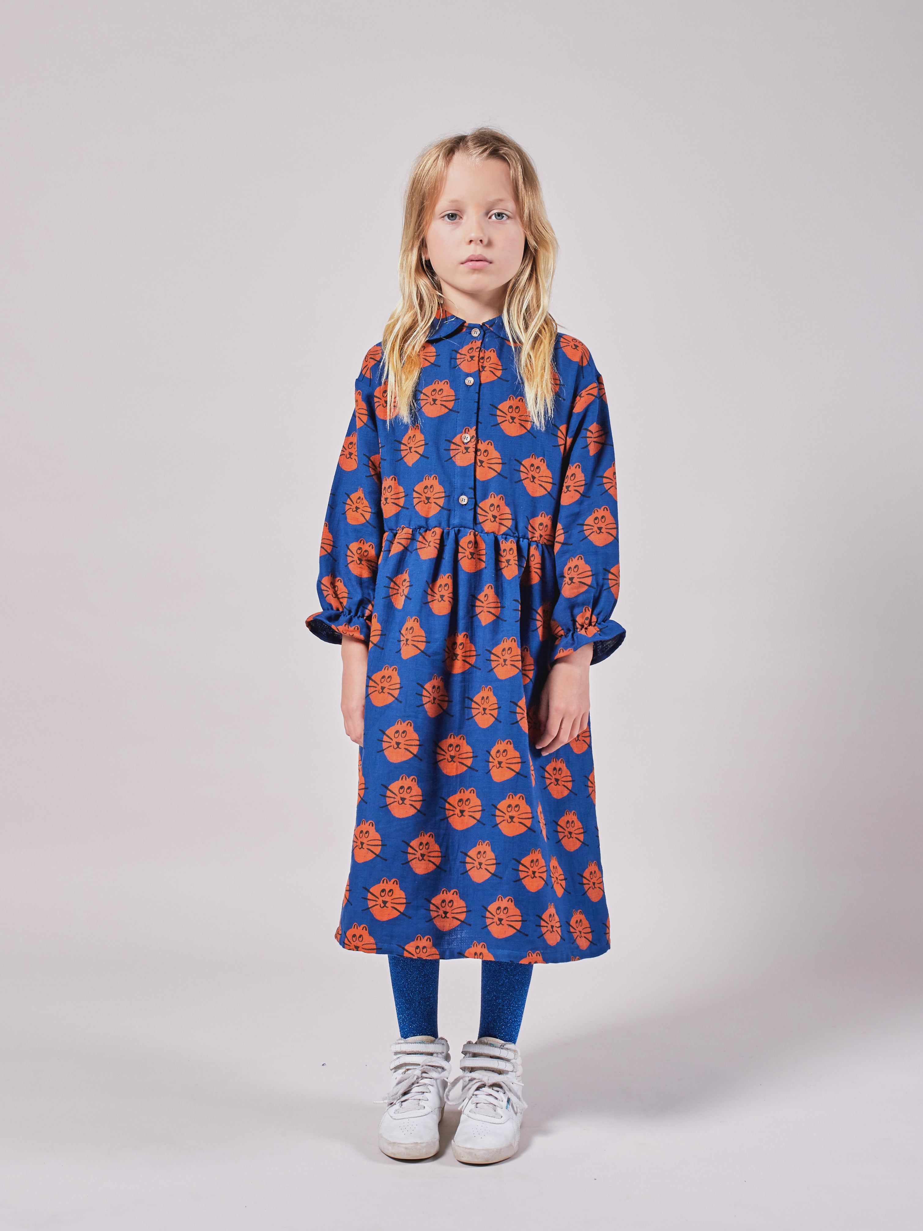 Girls Twilight Blue Cat All Over Dress