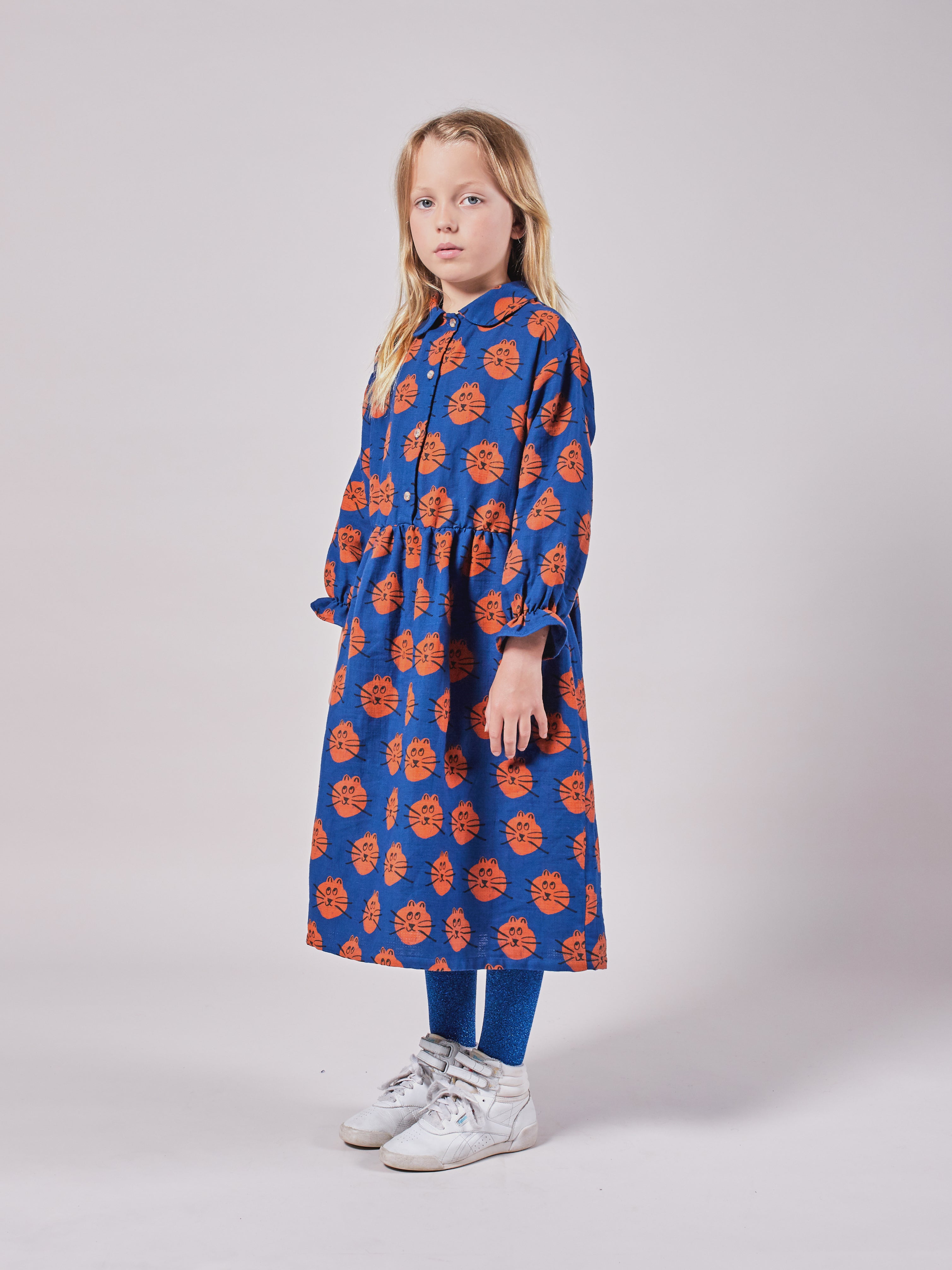 Girls Twilight Blue Cat All Over Dress