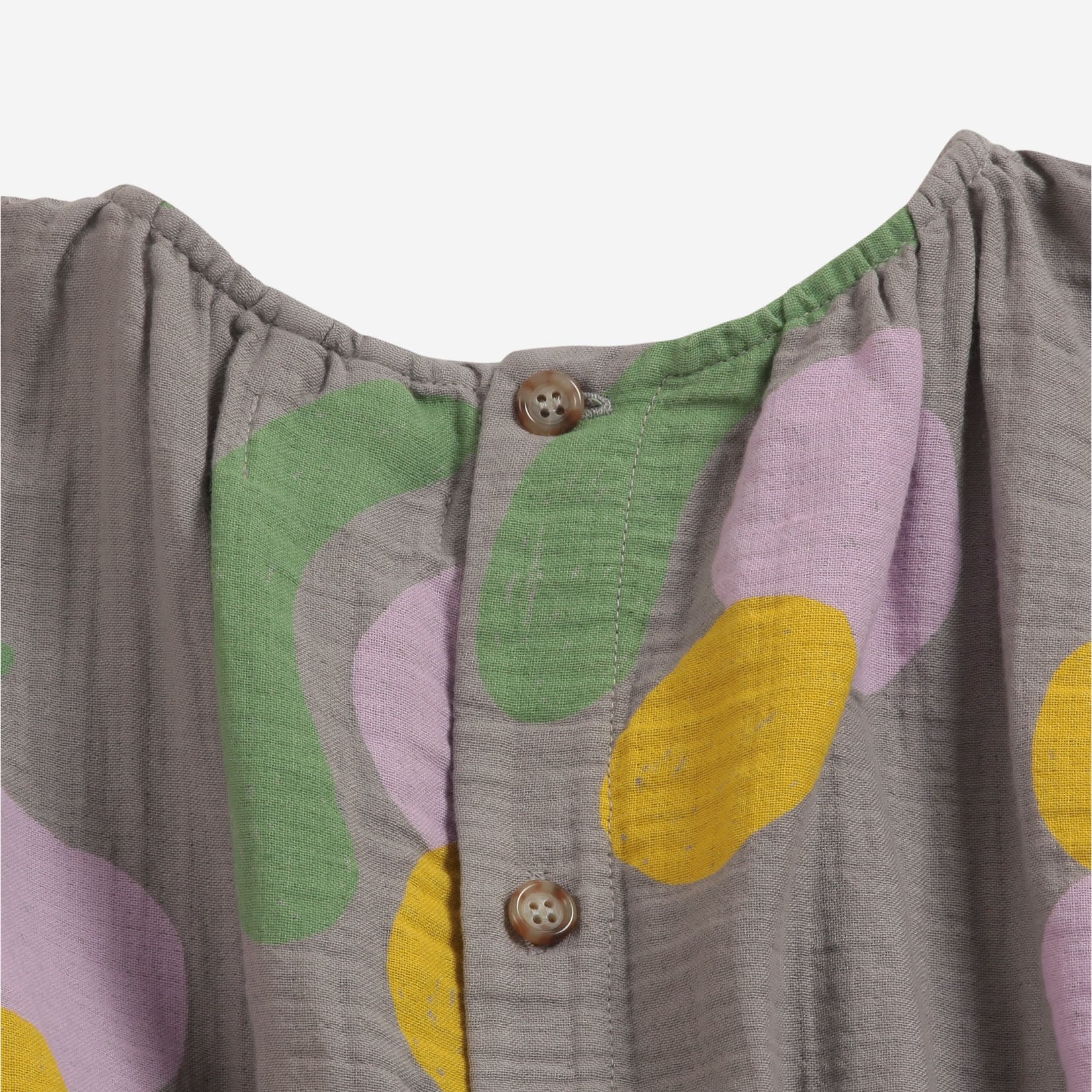 Girls Grey Fruits Printed Cotton Dress