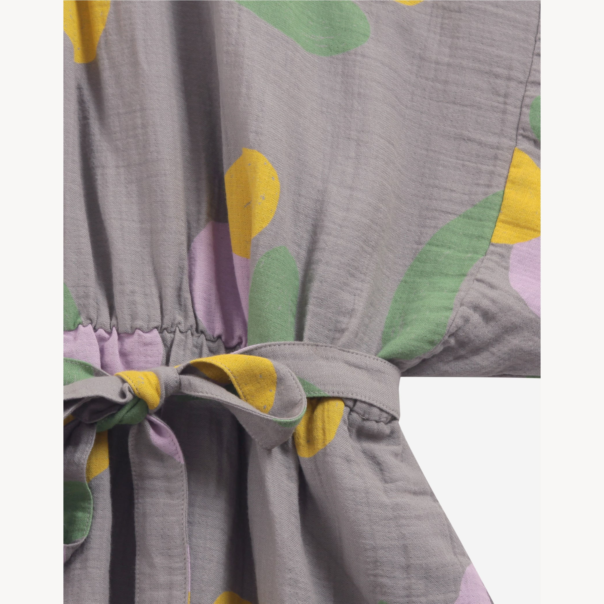Girls Grey Fruits Printed Cotton Dress