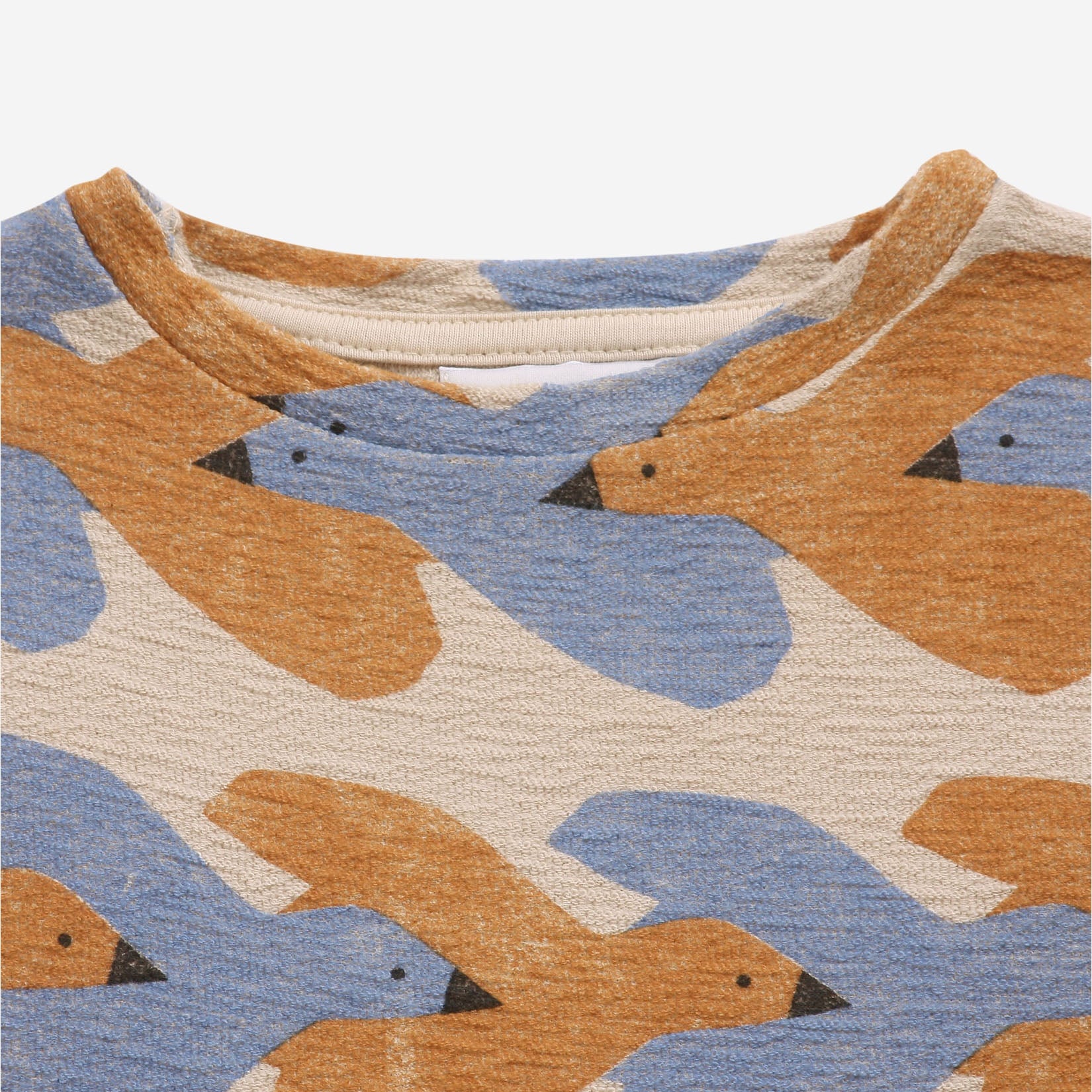 Girls Beige Birds Printed Cotton Dress