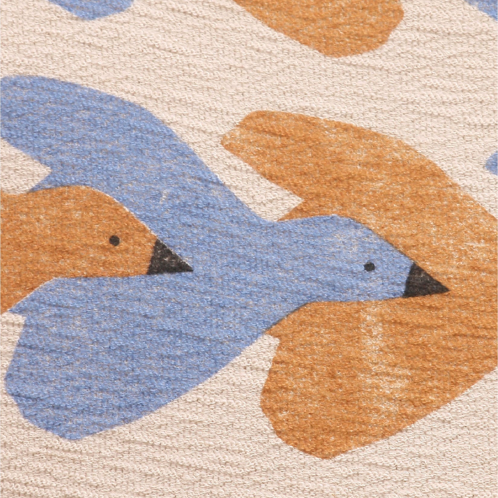 Girls Beige Birds Printed Cotton Dress