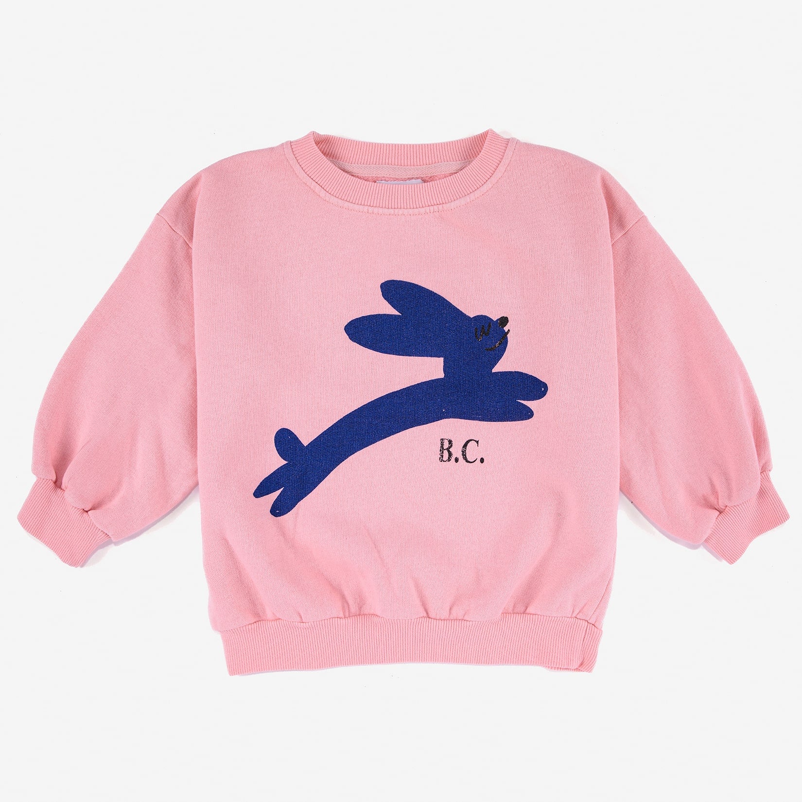 Girls Pink Jumping Hare Printed Cotton Sweatshirt