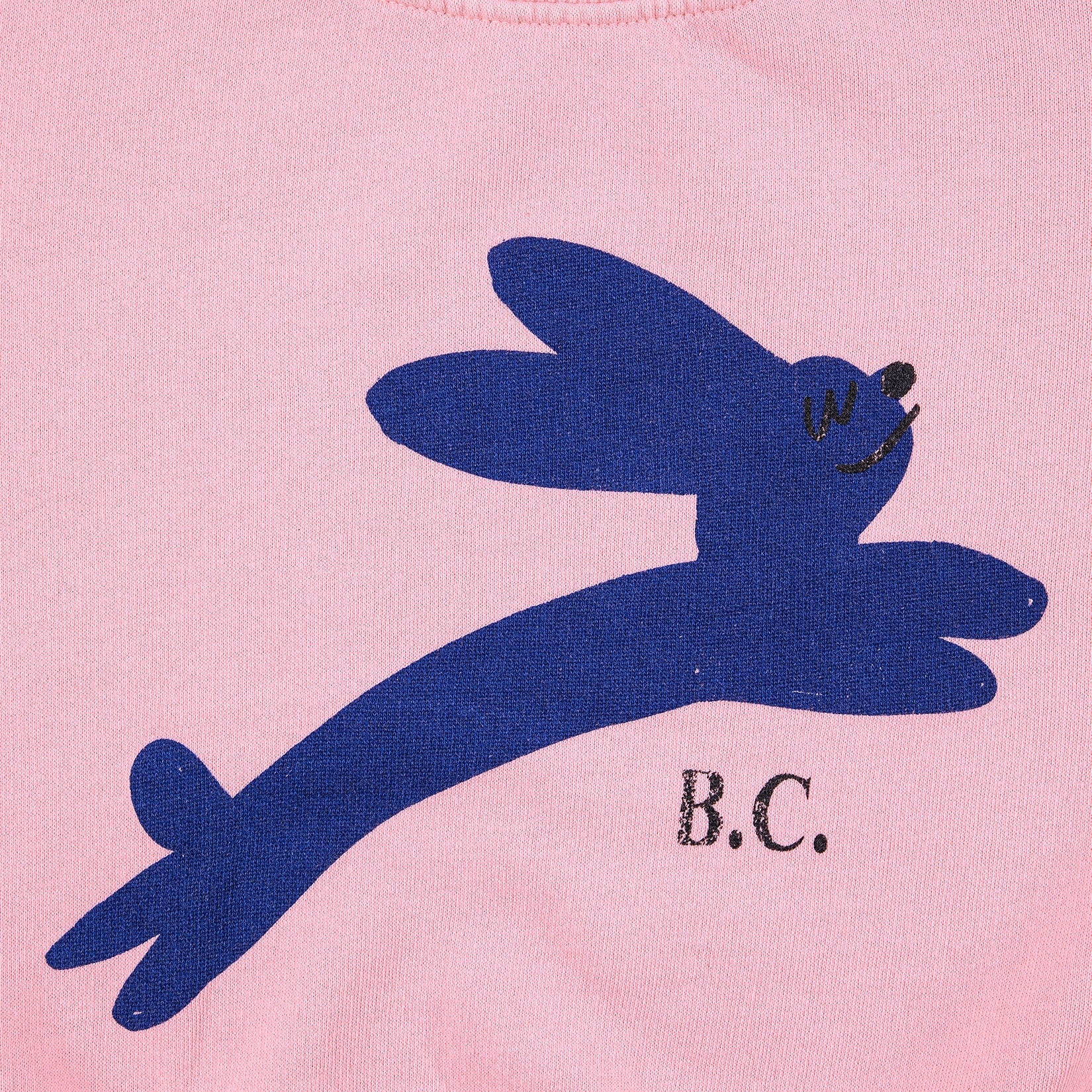 Girls Pink Jumping Hare Printed Cotton Sweatshirt