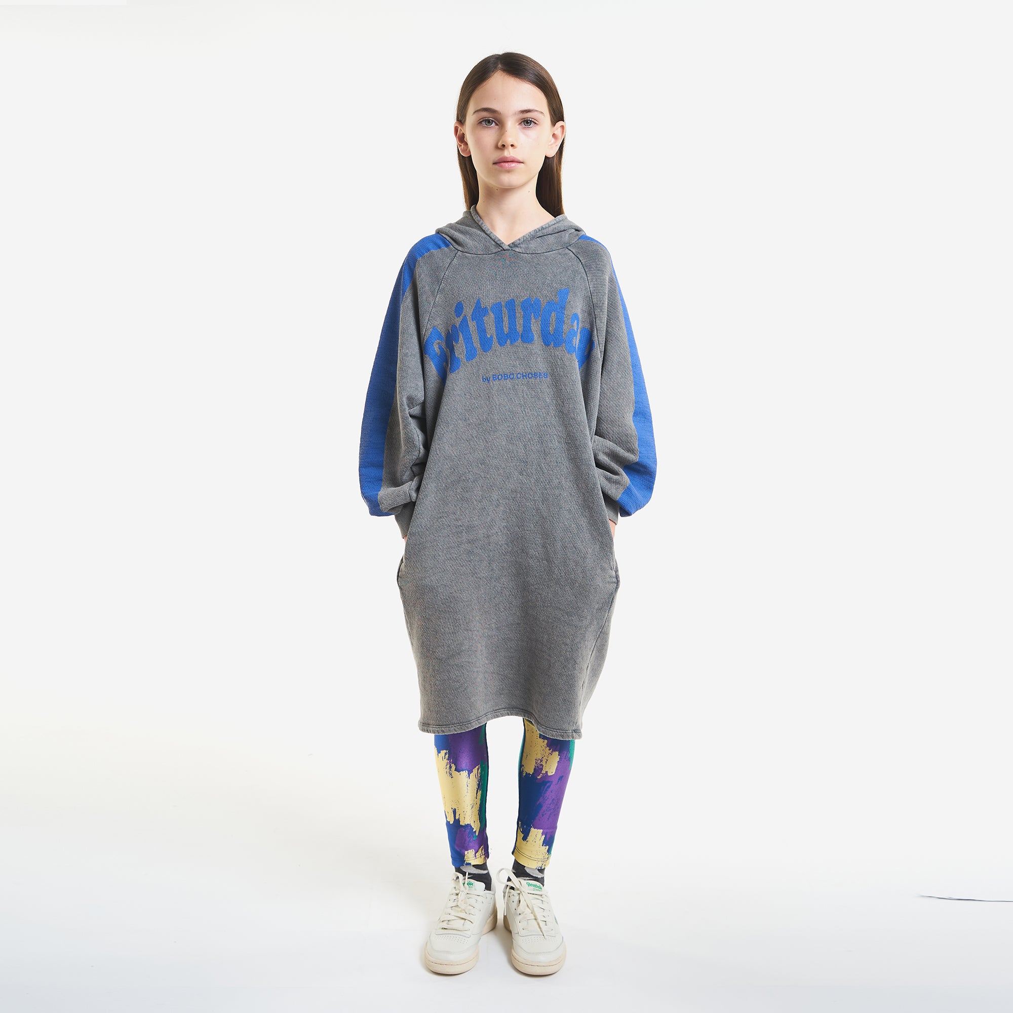 Girls Grey Logo Hooded Dress