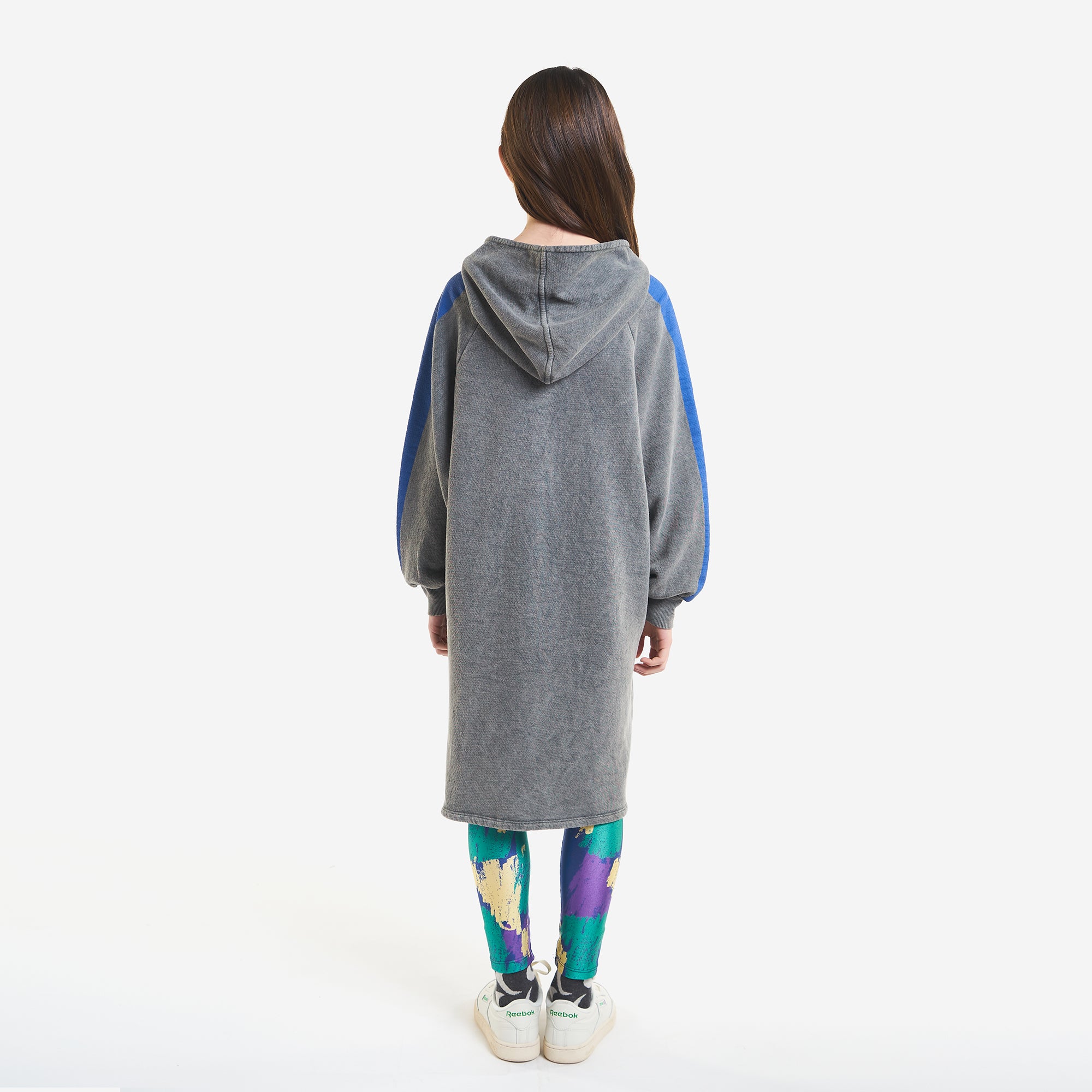 Girls Grey Logo Hooded Dress