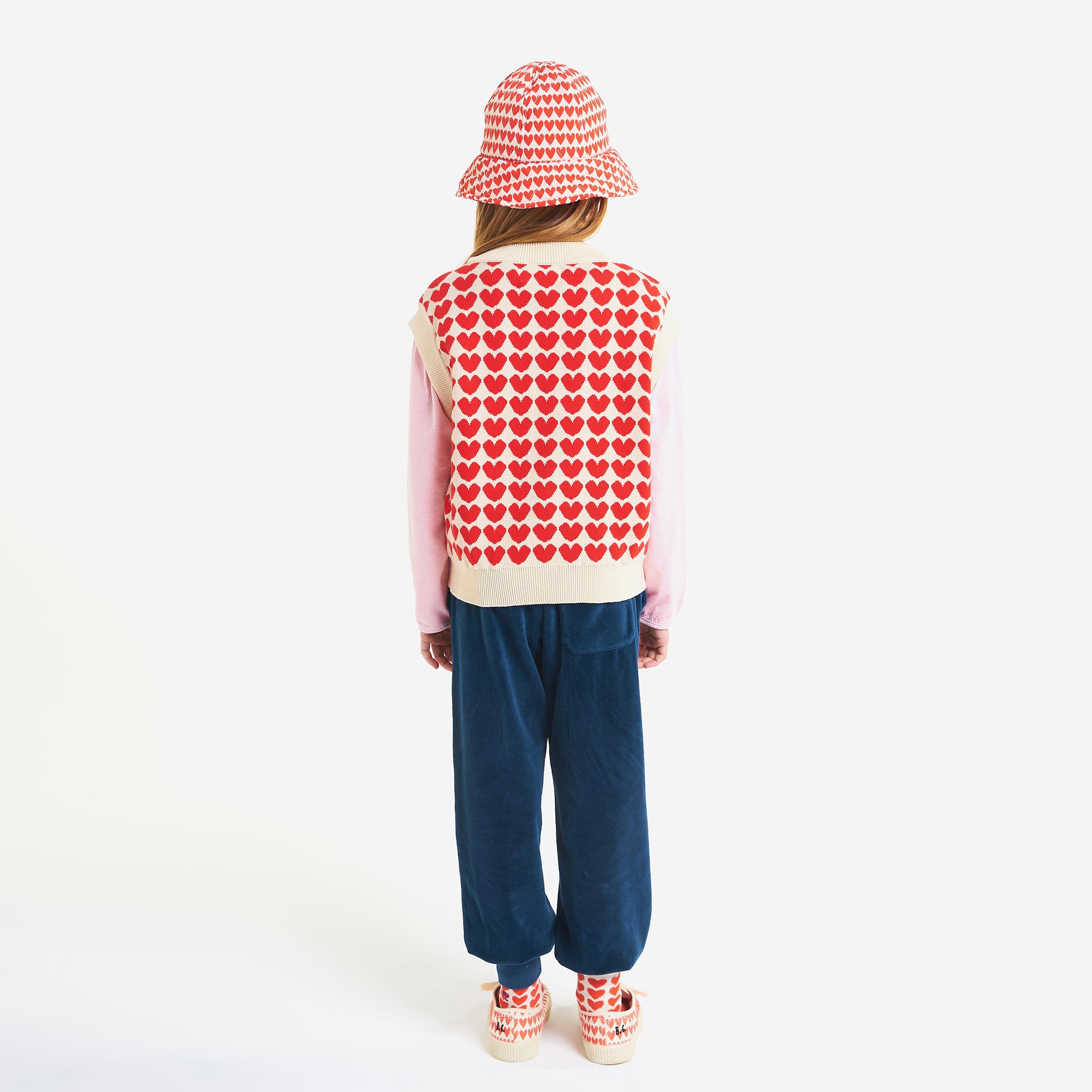 Girls Beige Heart Cotton Vest