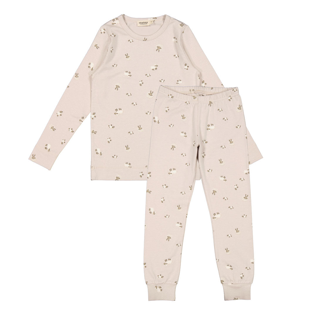 Girls Beige Printed Nightwear Set