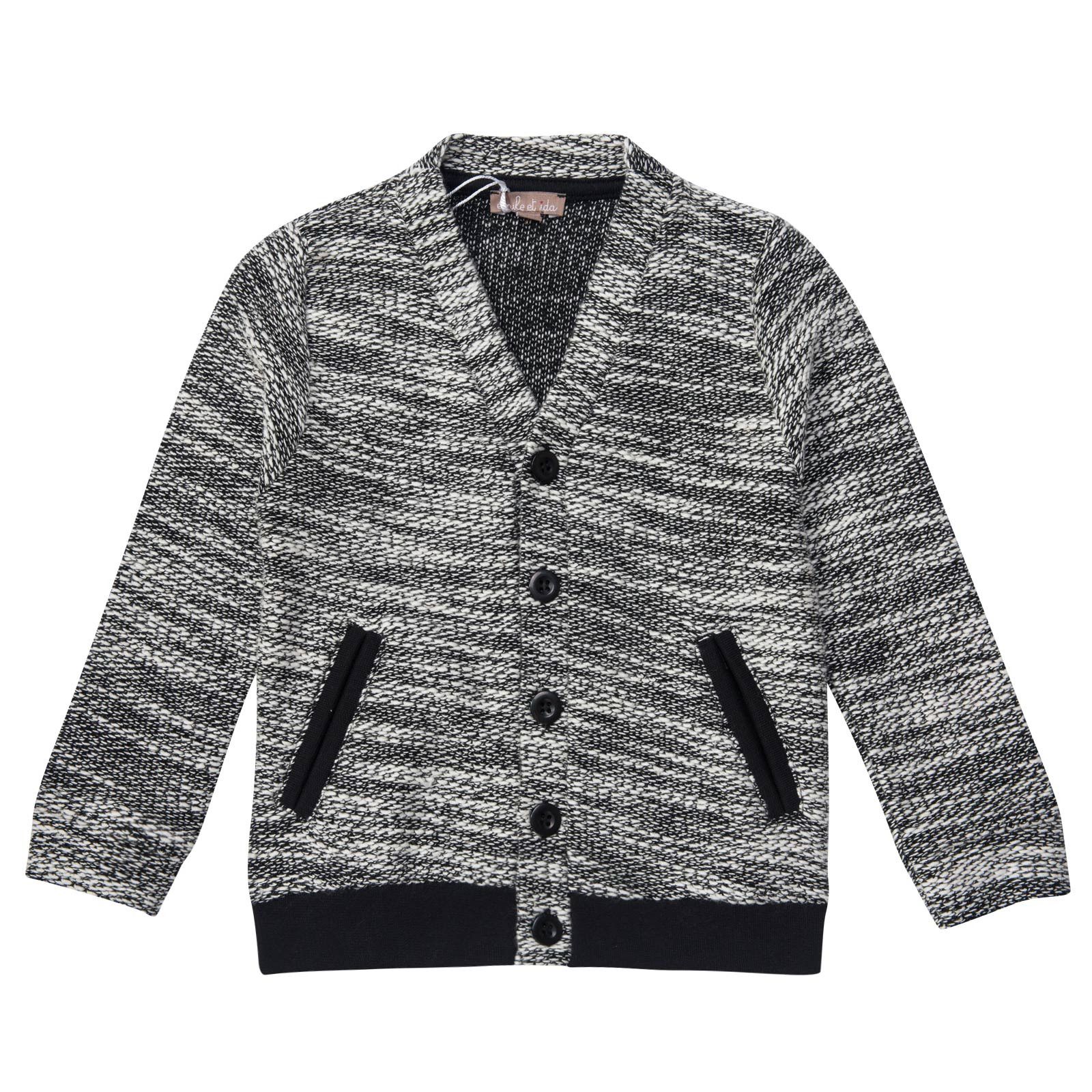 Boys Dark Grey Cardigan With Black Pockets - CÉMAROSE | Children's Fashion Store - 1