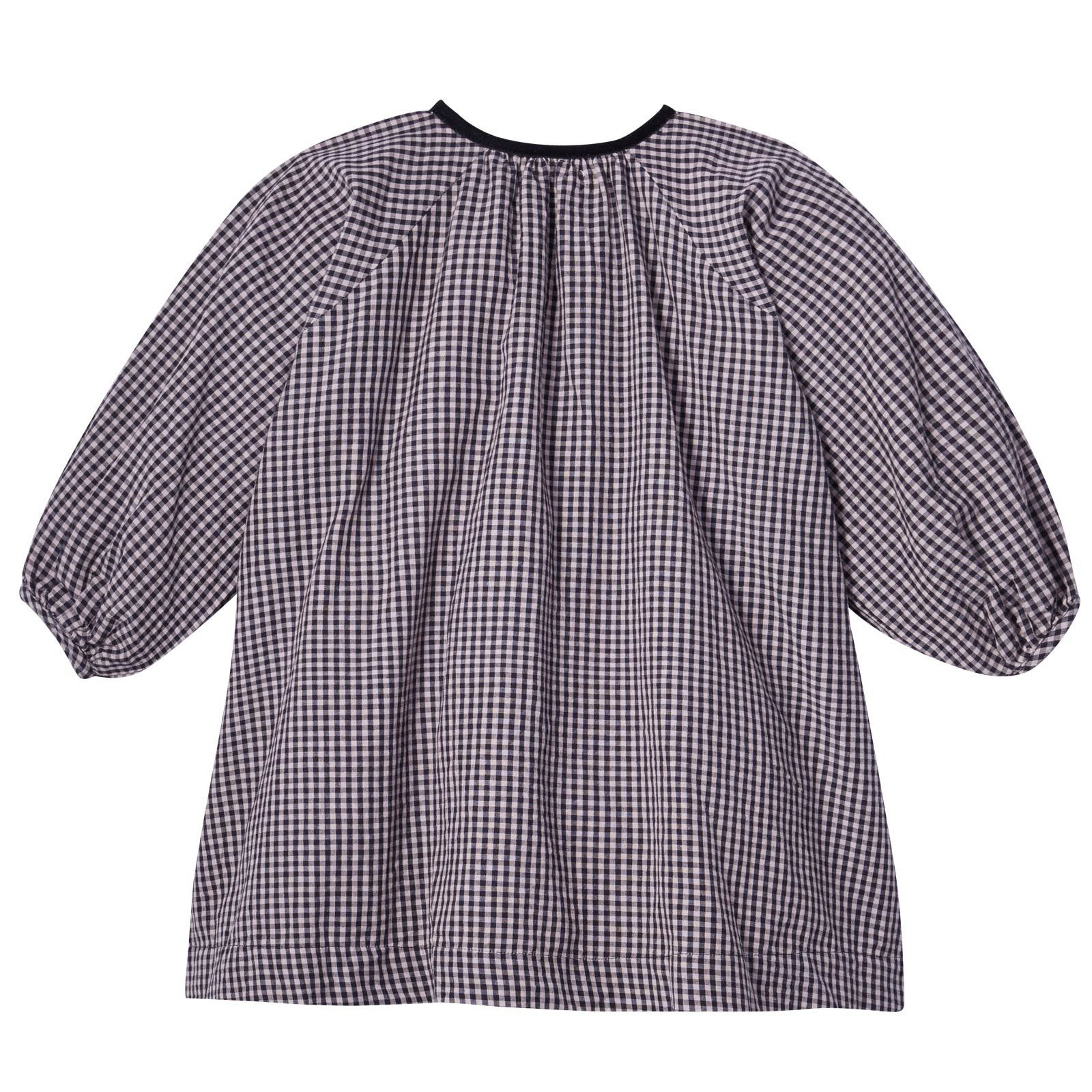 Baby Girls Black Gingham Check Embroidered Flowers Dress - CÉMAROSE | Children's Fashion Store - 2