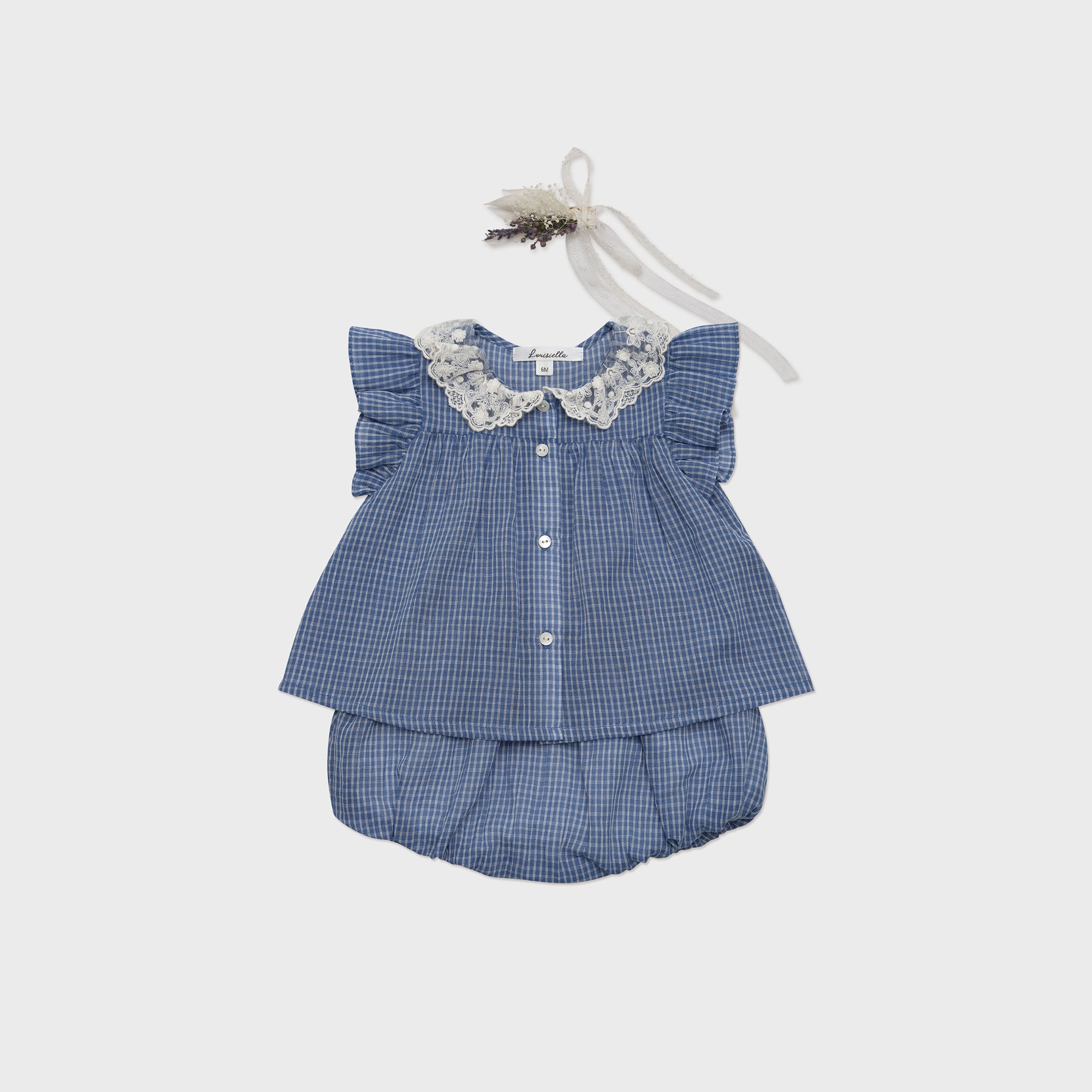Baby Girls Blue Check Cotton Bloomers