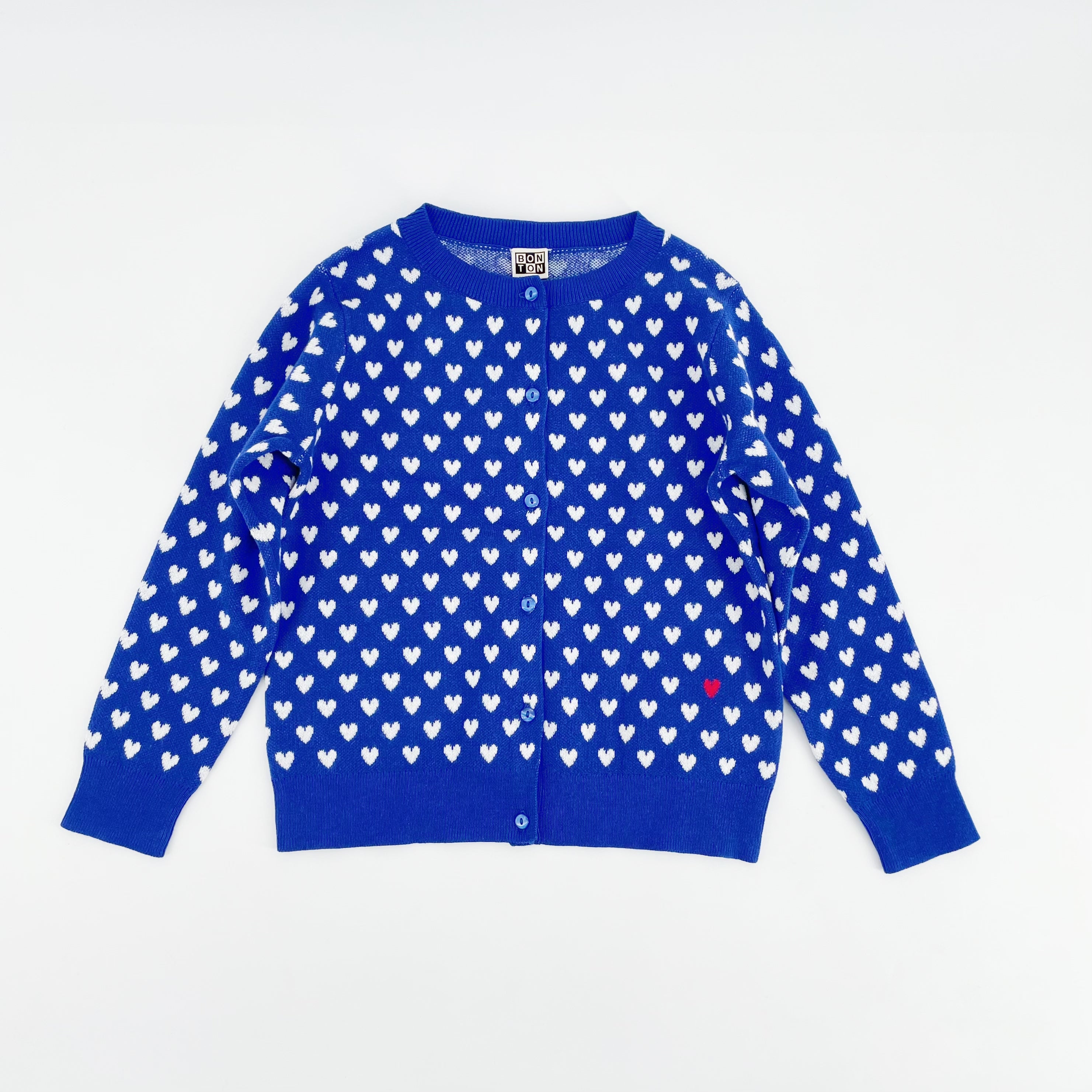 Girls Blue Hearts Cotton Cardigan