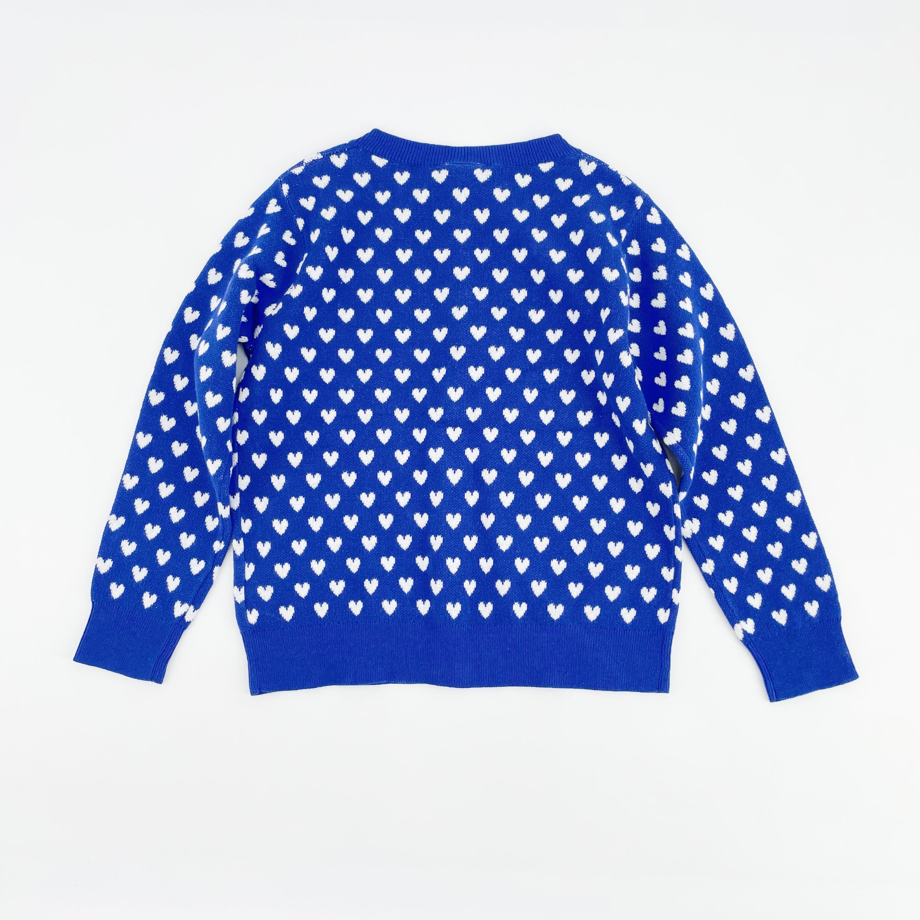 Girls Blue Hearts Cotton Cardigan