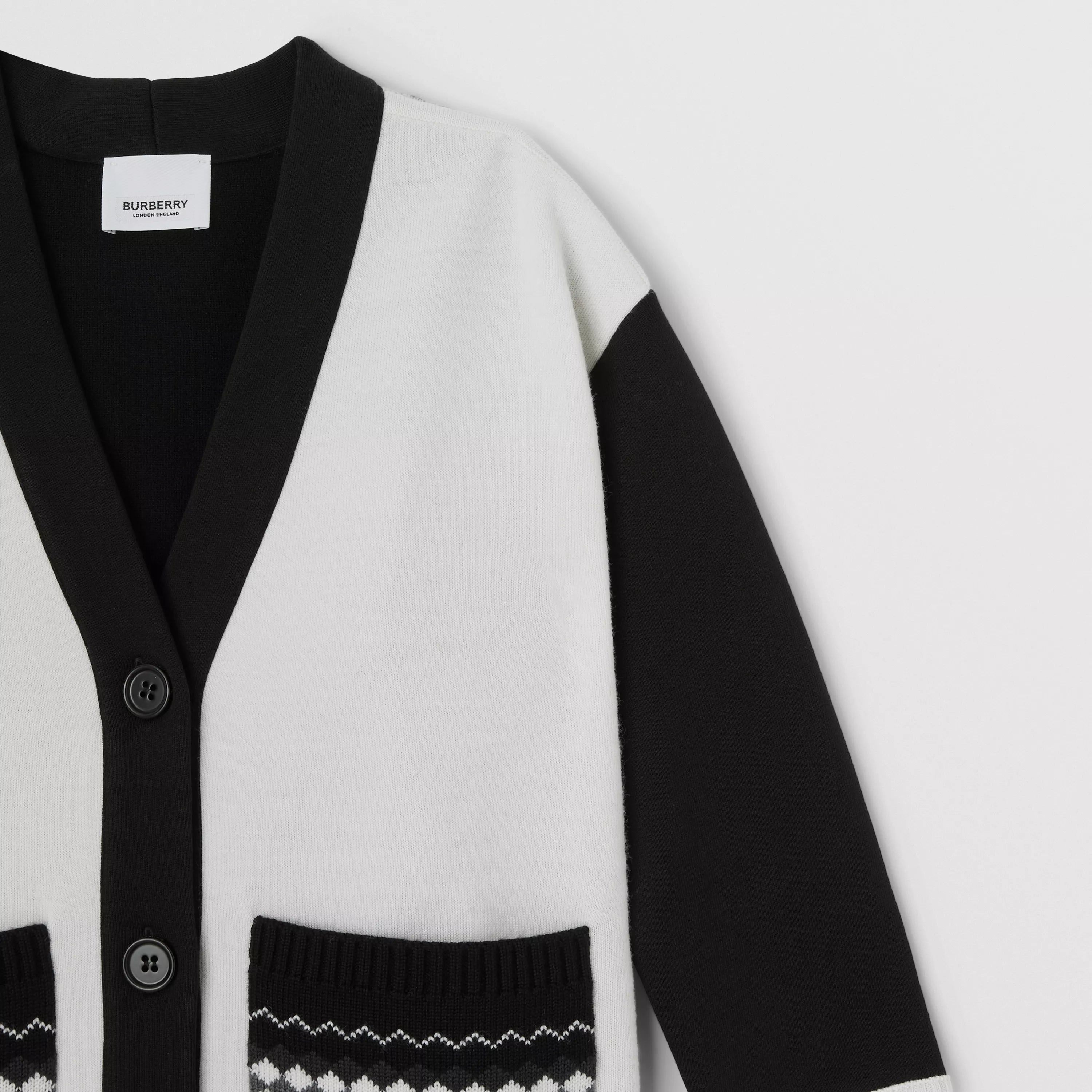 Girls White Logo Wool Cardigan