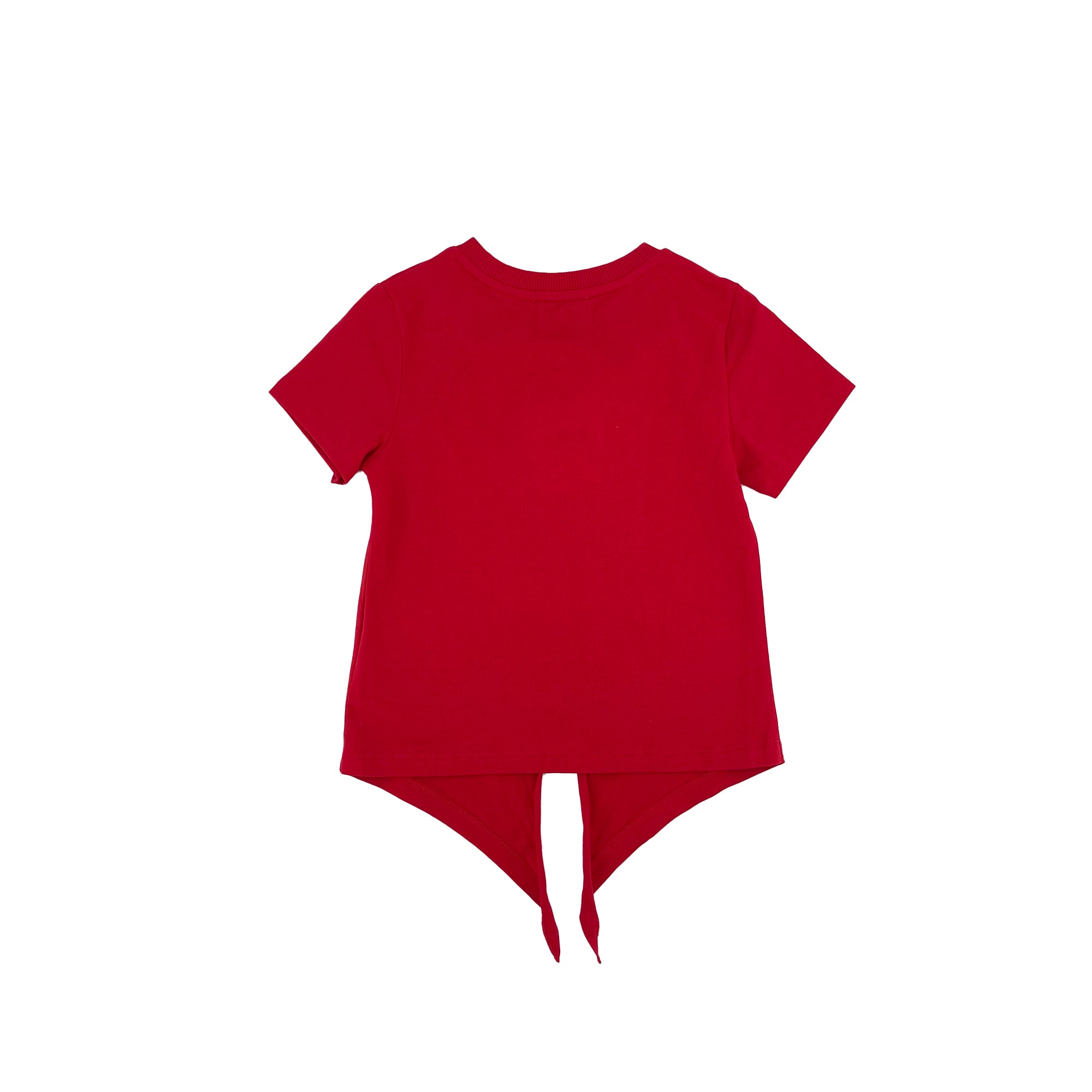 Girls Red Printed Cotton T-Shirt