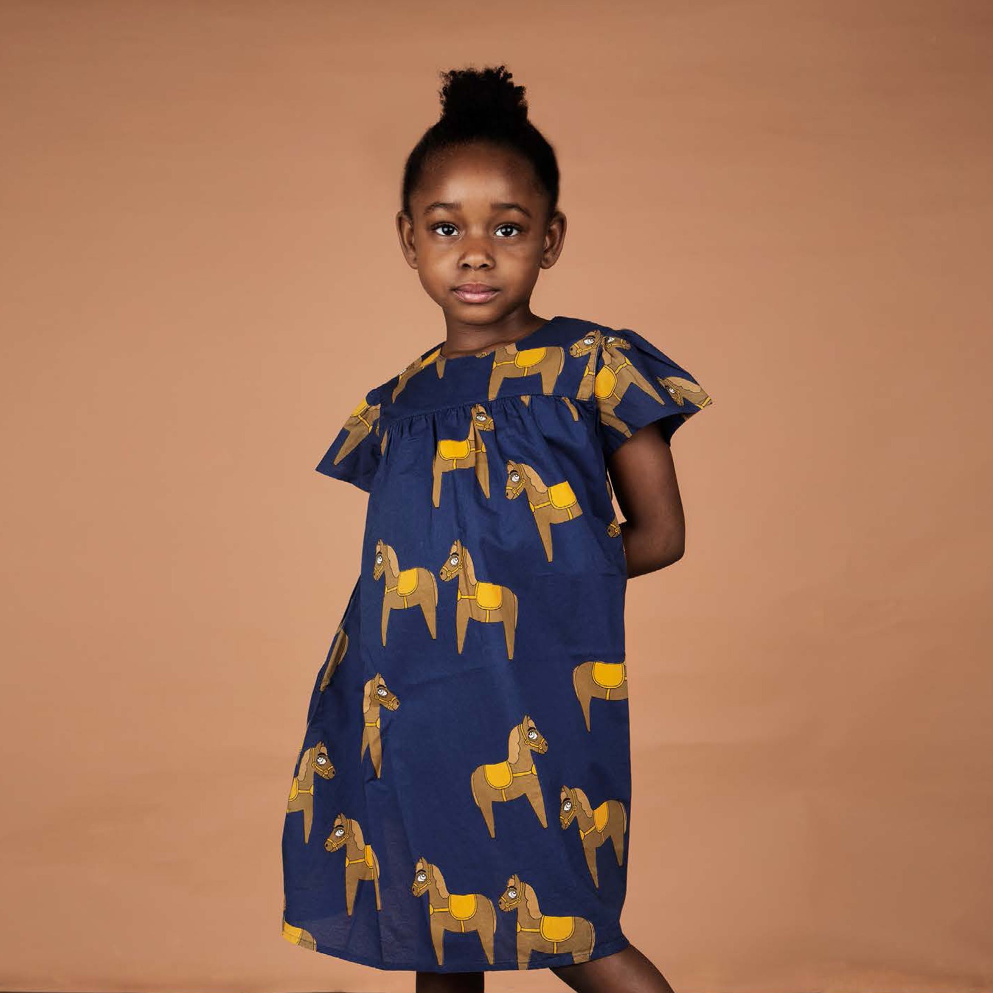 Girls Navy Donkey Organic Cotton Dress