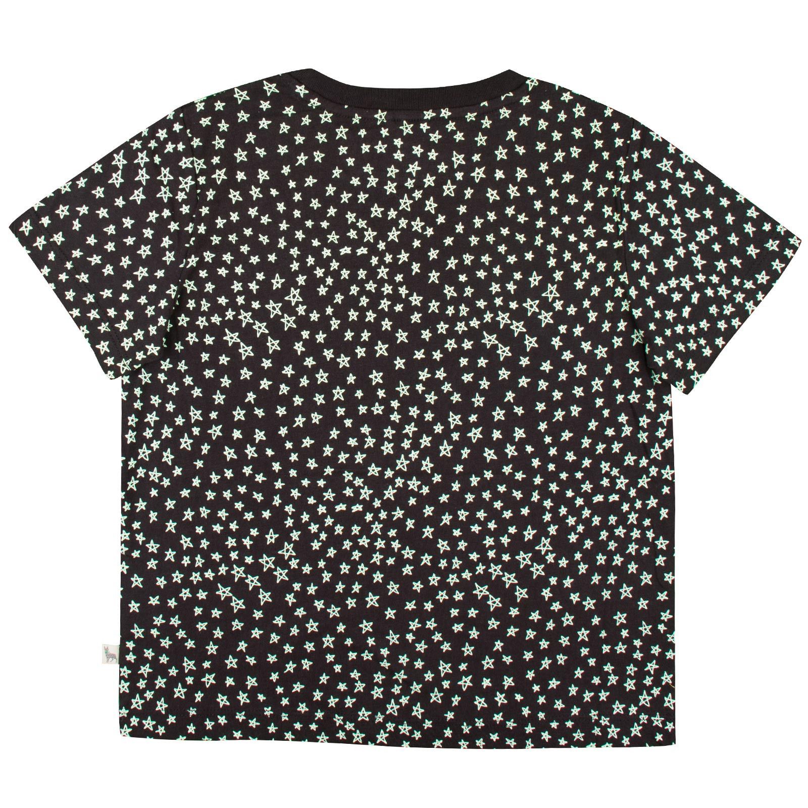 Arlo Boys Black Cotton T-Shirt With Silver Stars - CÉMAROSE | Children's Fashion Store - 2