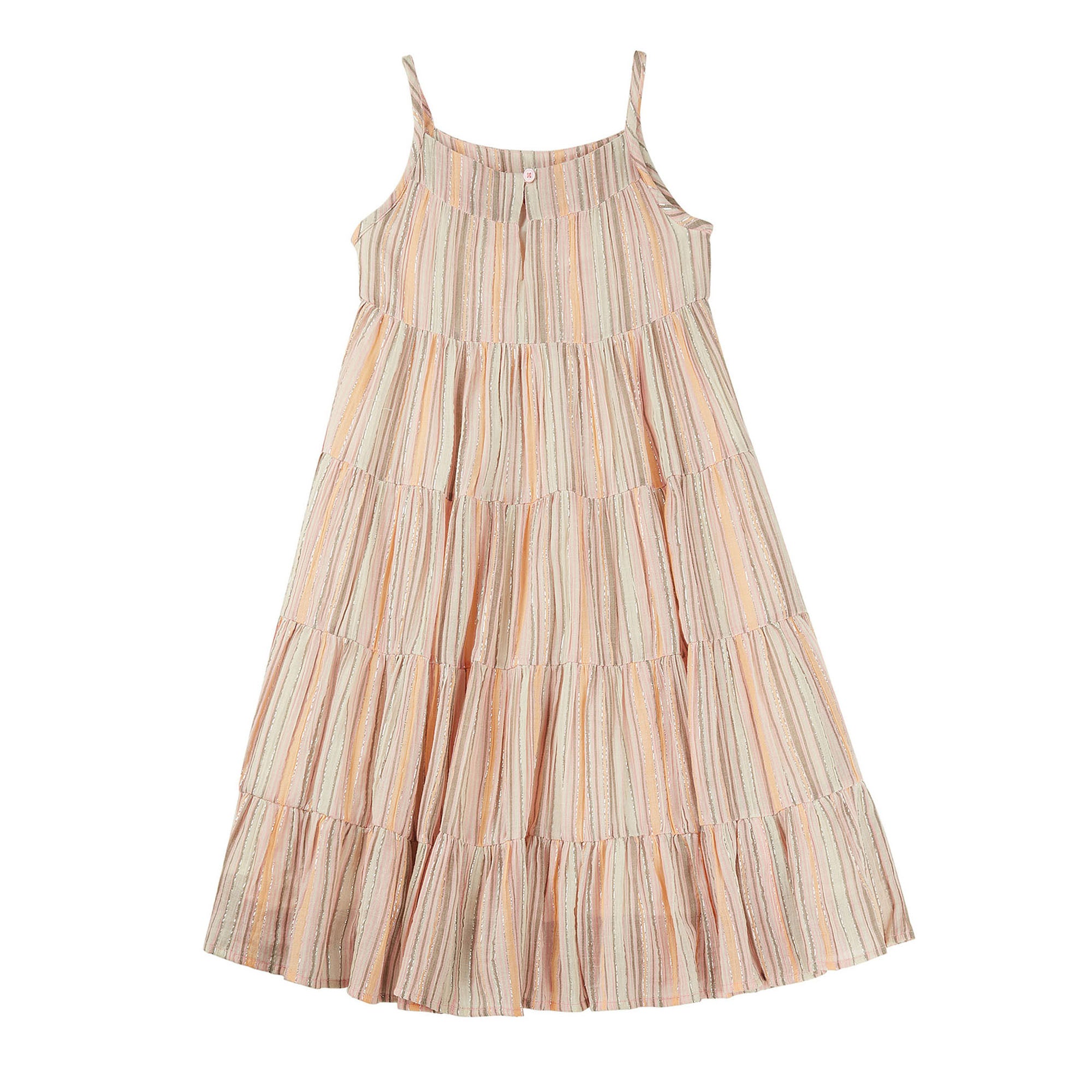 Girls Pink & Brown Cotton Dress