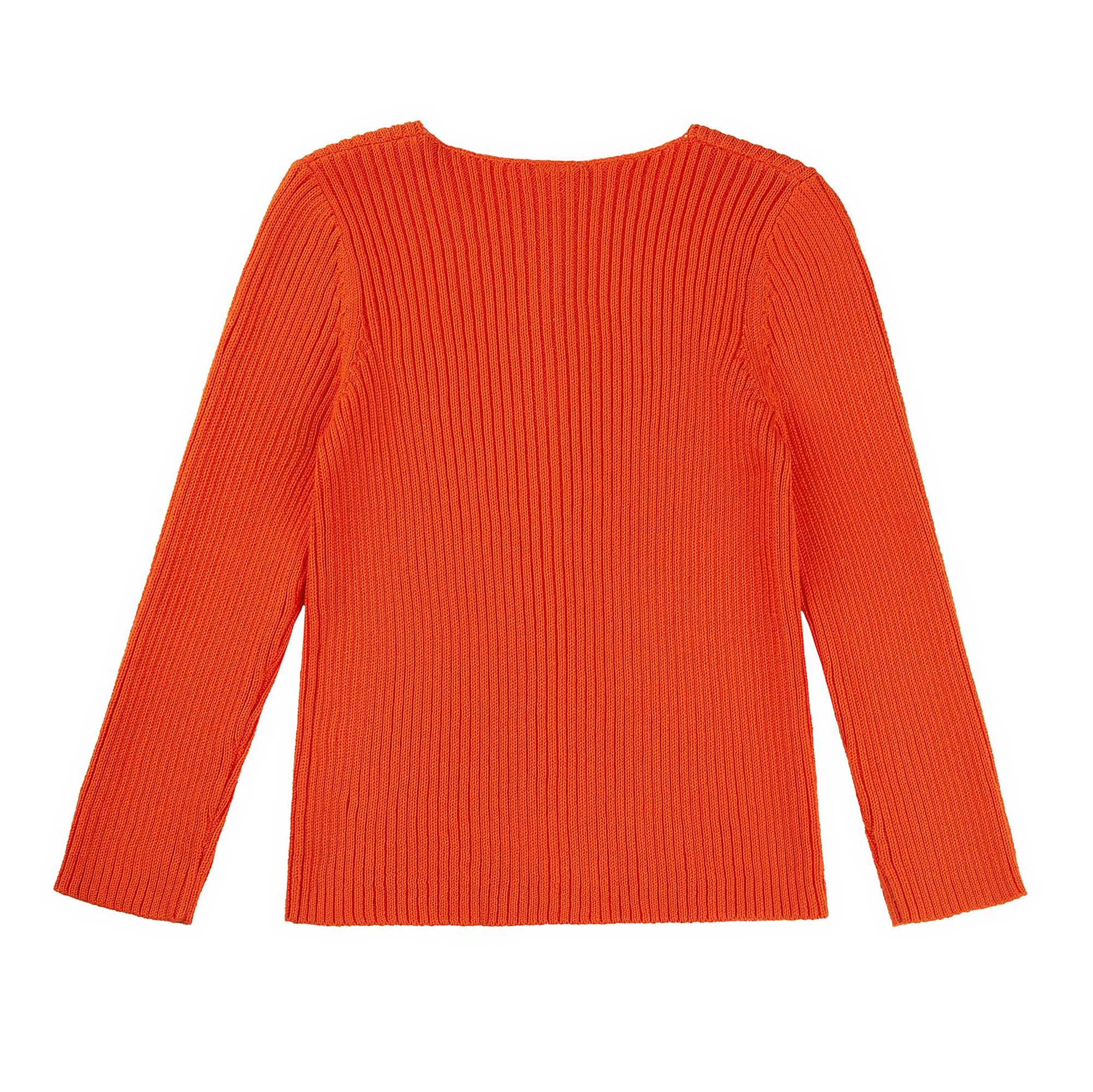 Girls Orange Red Cotton Cardigan