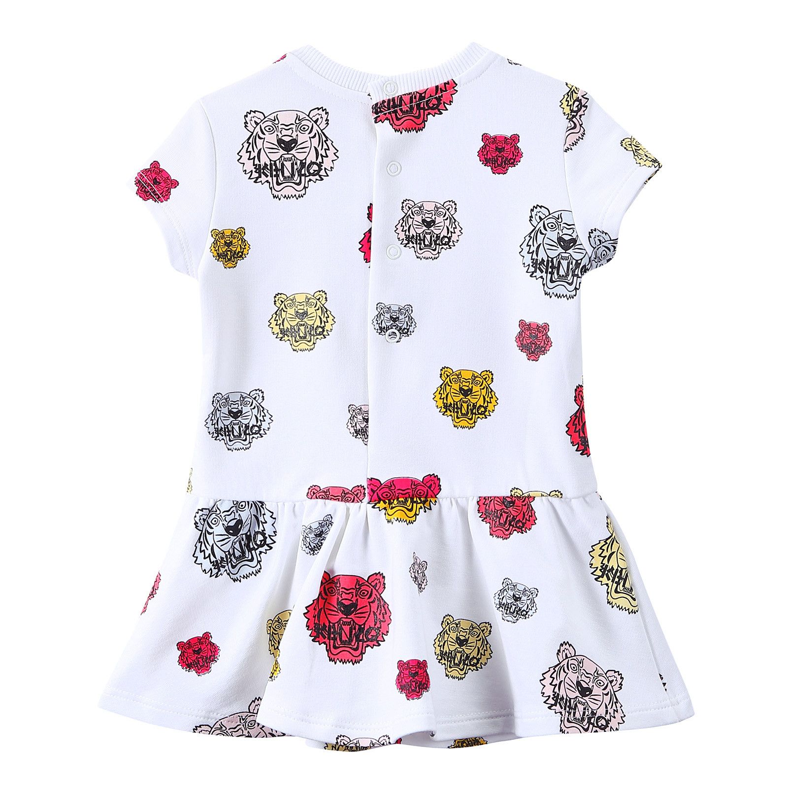 Baby Girls White Allover Tiger Head Printed Dress - CÉMAROSE | Children's Fashion Store - 2